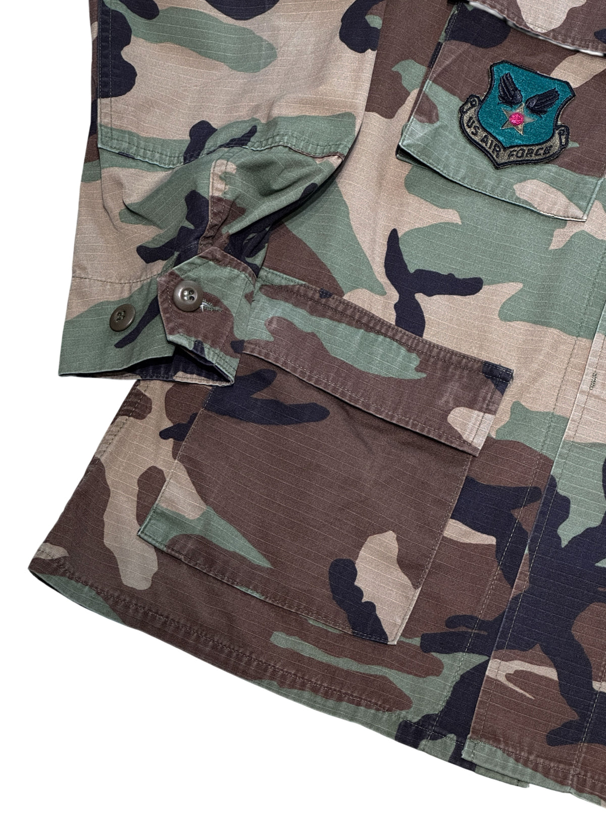 (SUP-846) US MILITARY WOODLAND CAMO RIPSTOP BDU SHIRT "AIR FORCE" - M/R