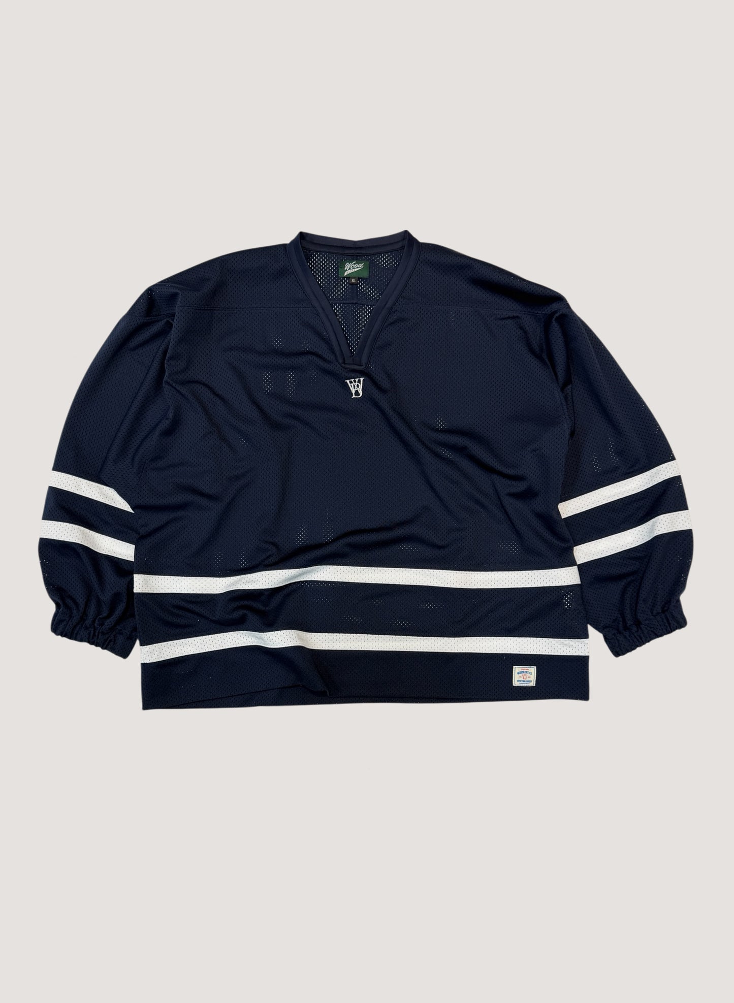 WOODBLOCK LS MESH HOCKEY JERSEY NAVY/WHITE (WB-26AW-001)