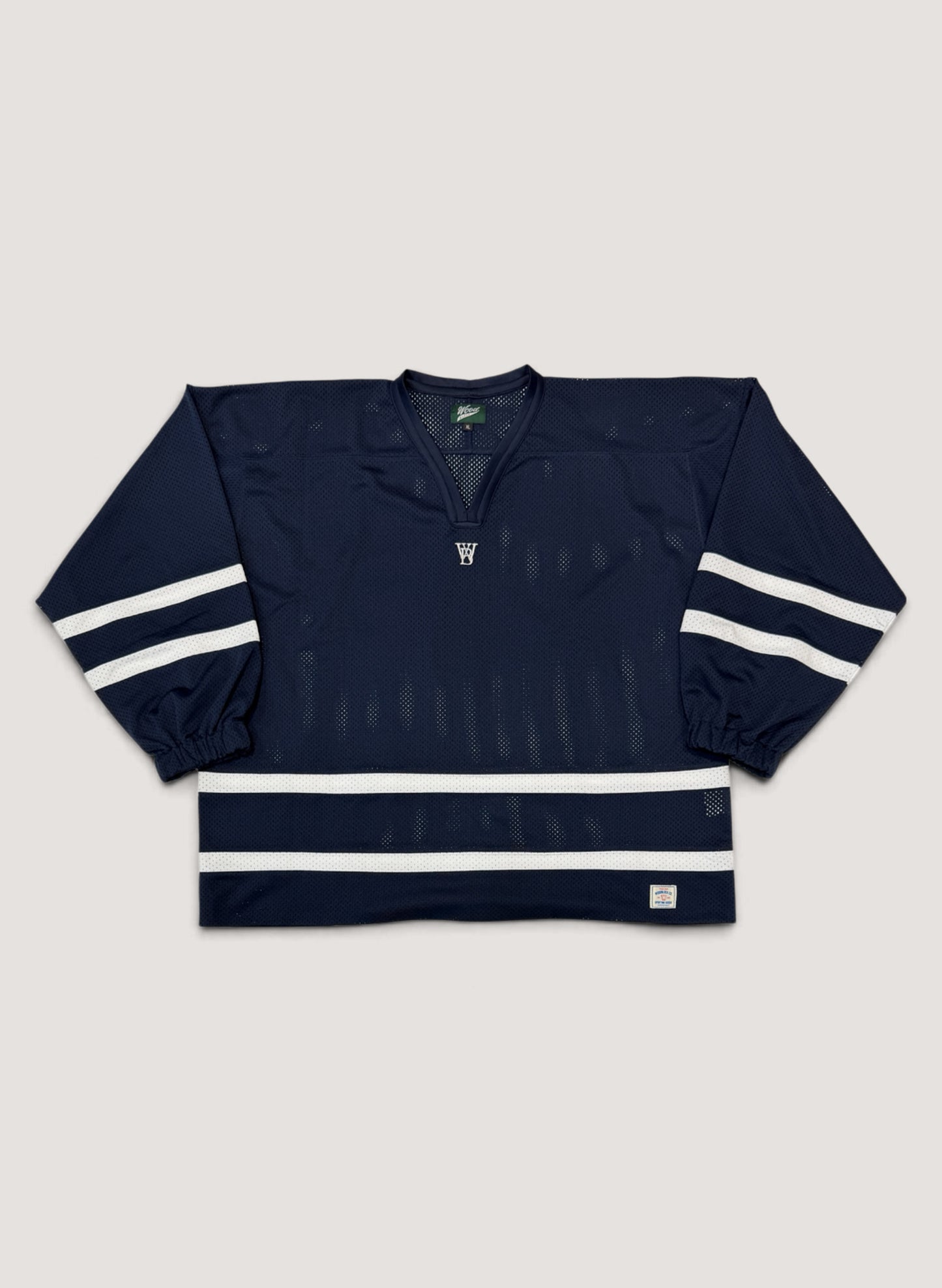 WOODBLOCK LS MESH HOCKEY JERSEY NAVY/WHITE (WB-26AW-001)
