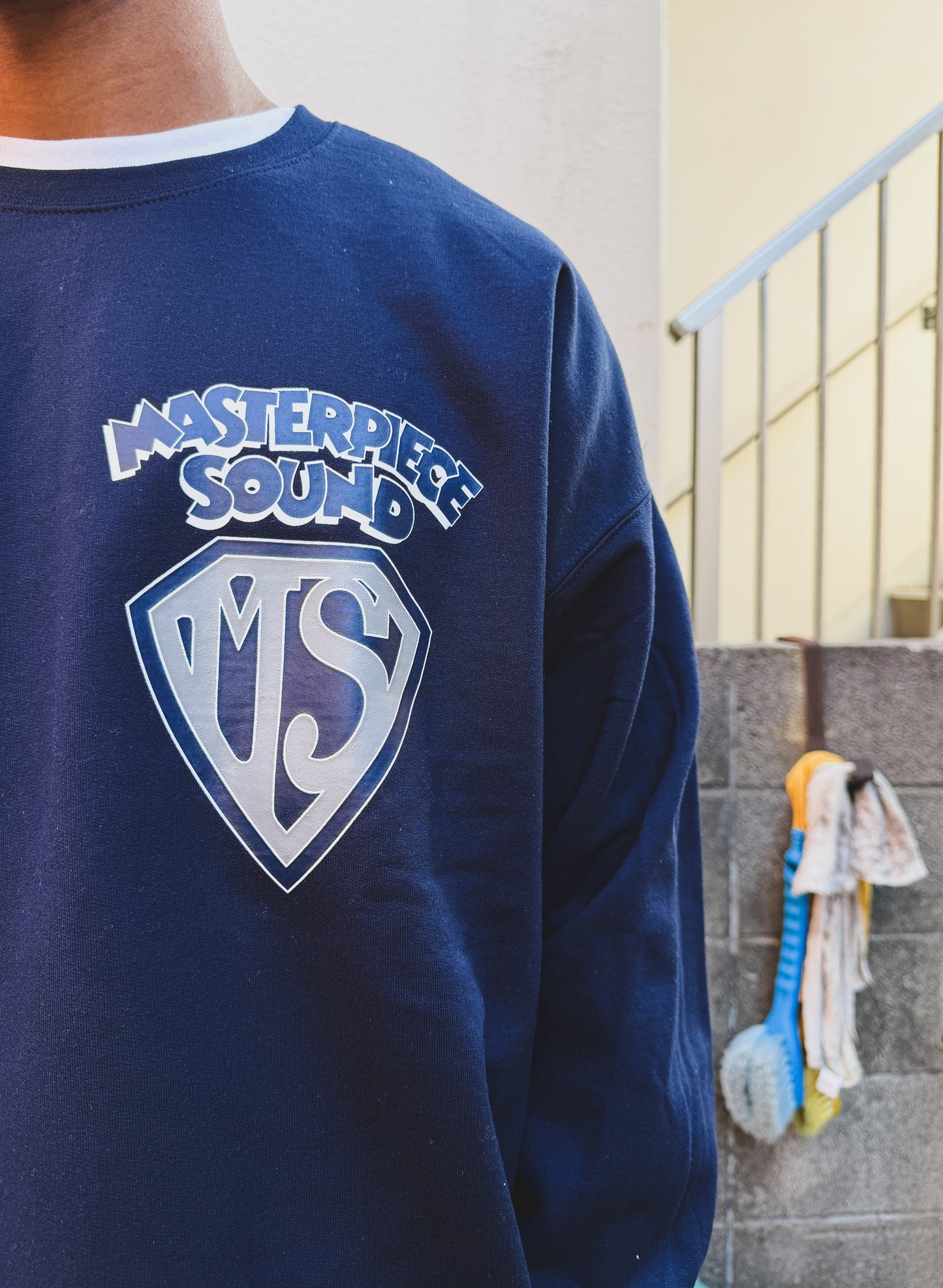 MASTERPIECE SOUND x WOODBLOCK CREW NECK SWEAT NAVY (WB-25AW-016)