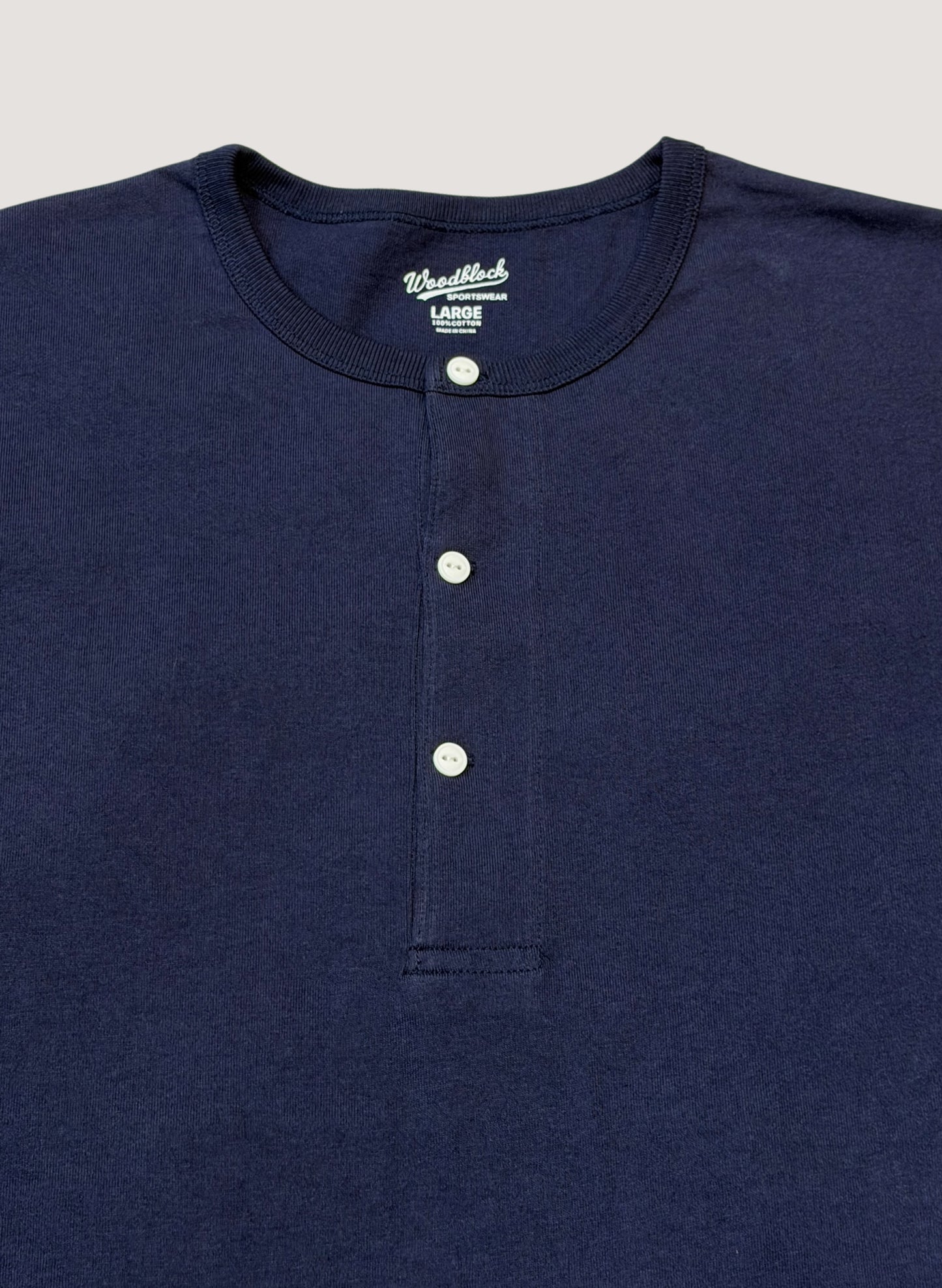 WOODBLOCK S/S WIDE TAPERED SILHOUETTE HENRY NECK T-SHIRT NAVY (WB-26SS-018)