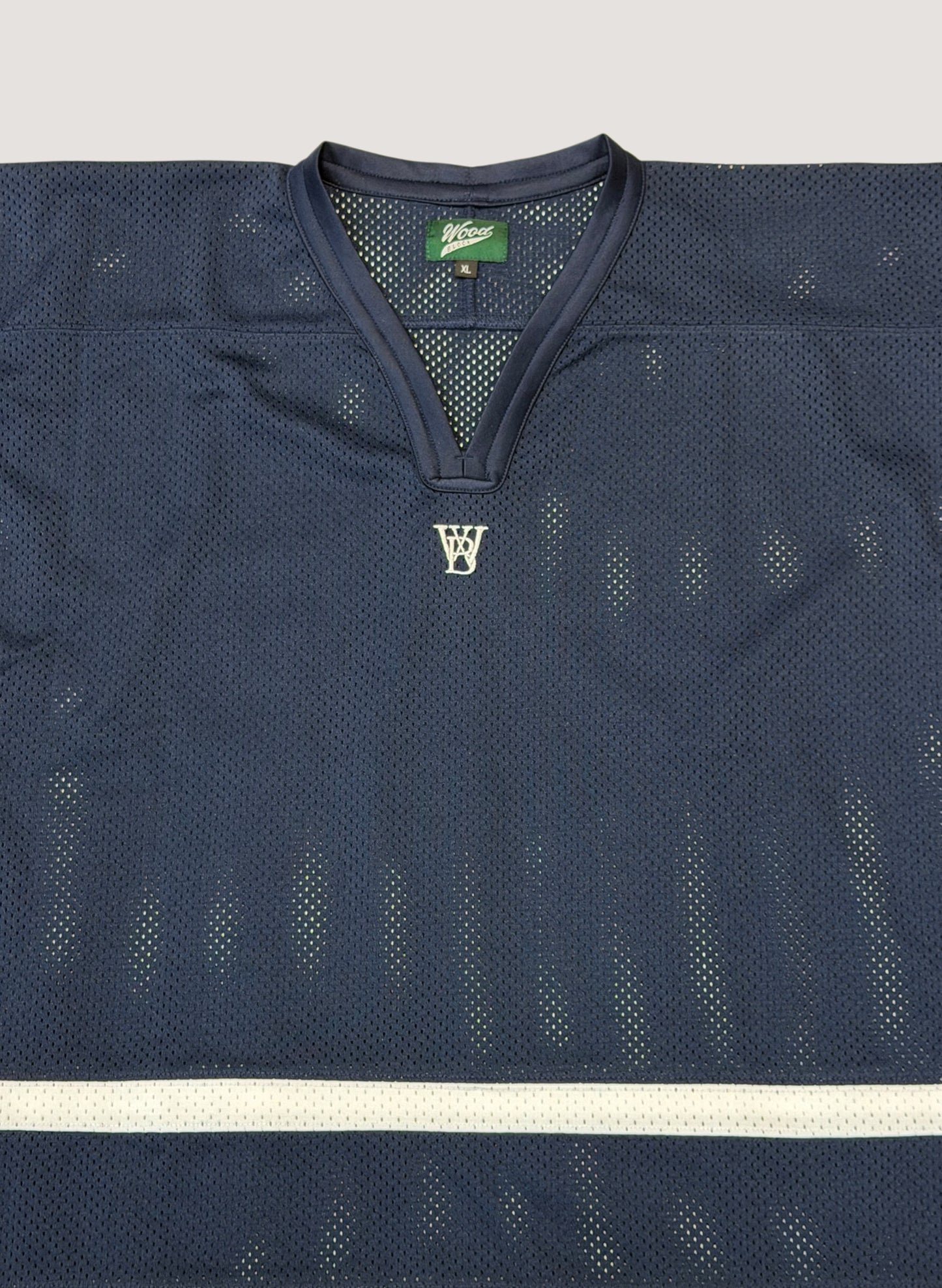 WOODBLOCK LS MESH HOCKEY JERSEY NAVY/WHITE (WB-26AW-001)