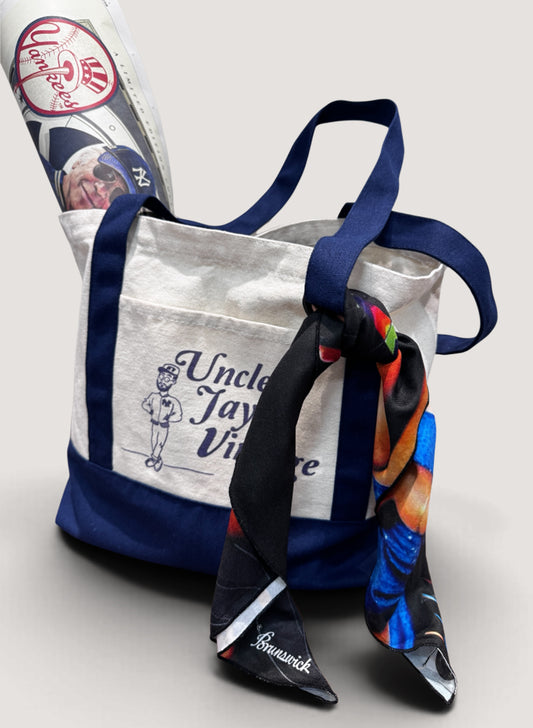 Uncle Jay's Vintage Original Canvas Tote BAG NATURAL/NAVY (UNCLE-018)