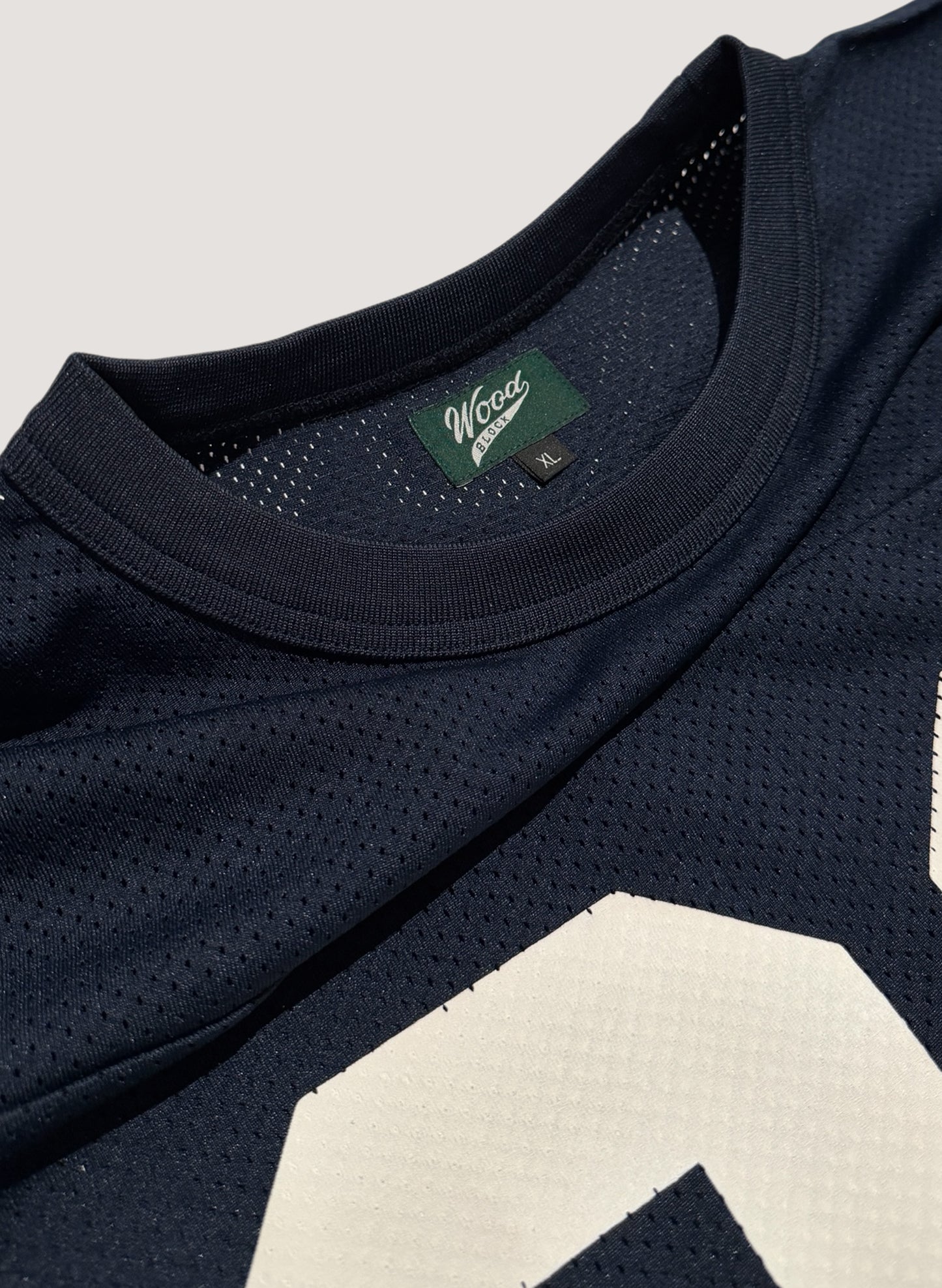 WOODBLOCK 36 S/S CREW NECK MESH FOOTBALL SHIRT NAVY/WHITE (WB-26SS-020)