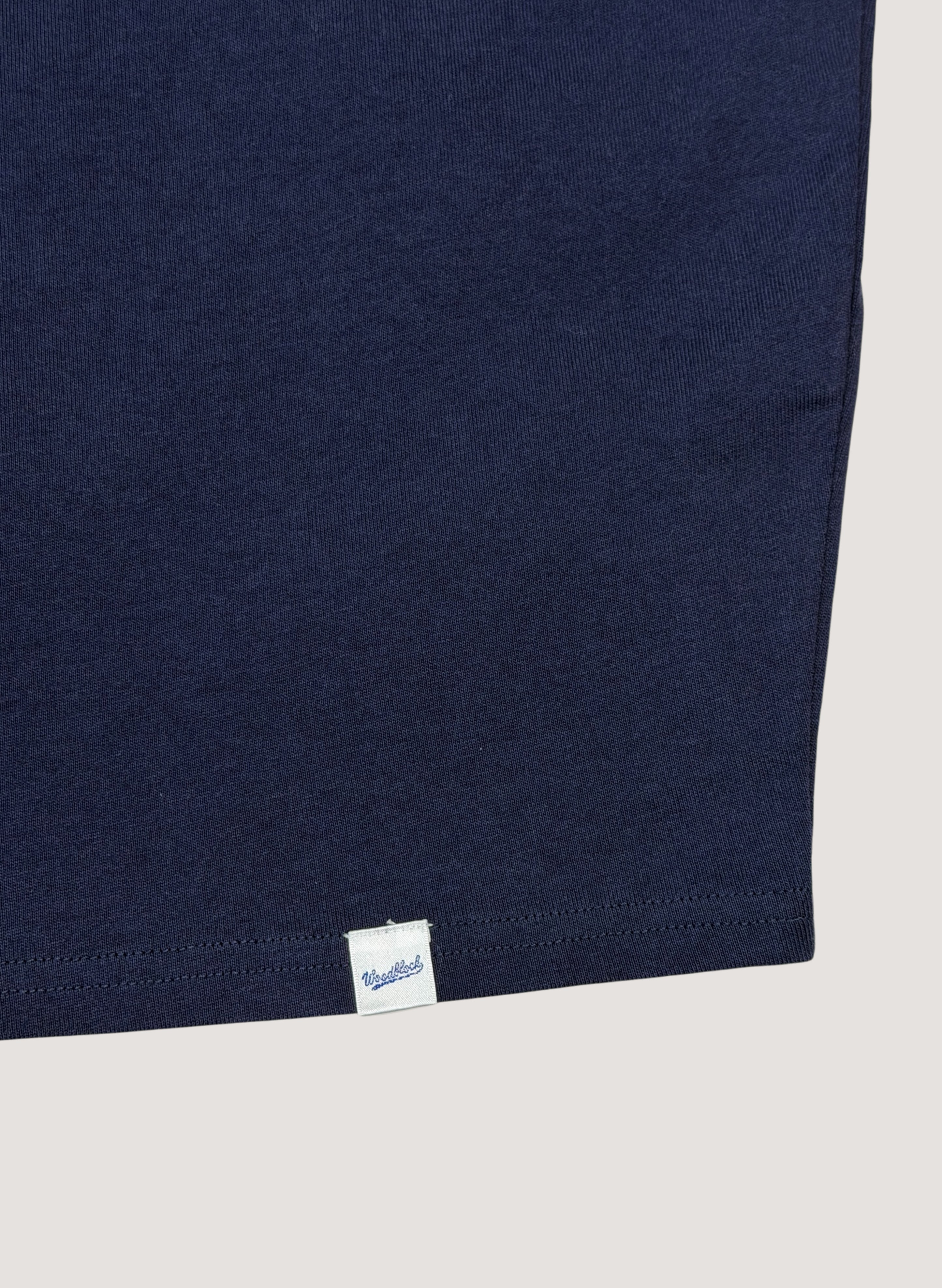 WOODBLOCK S/S WIDE TAPERED SILHOUETTE HENRY NECK T-SHIRT NAVY (WB-26SS