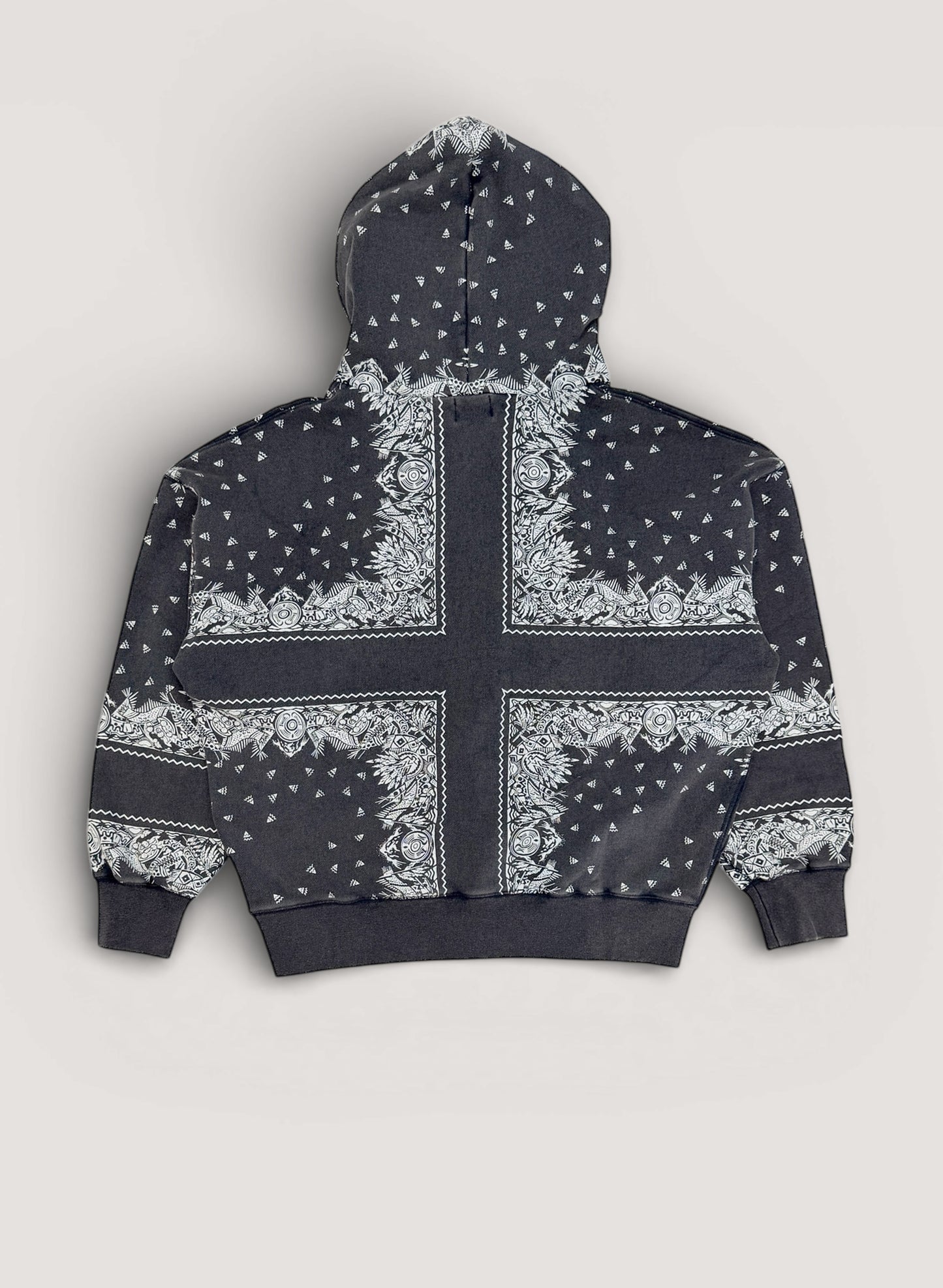 WOODBLOCK BANDANA SWEAT HOODIE NAVY (WB-26SS-001)