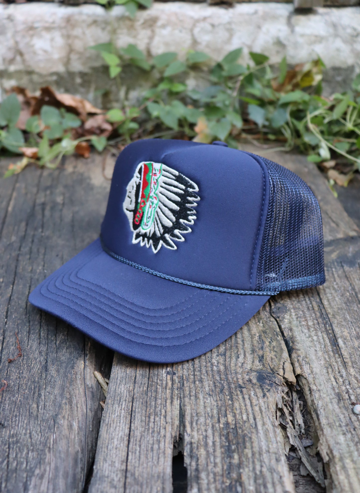 WOODBLOCK CHIEF HEAD MESH CAP NAVY (23SS-023)