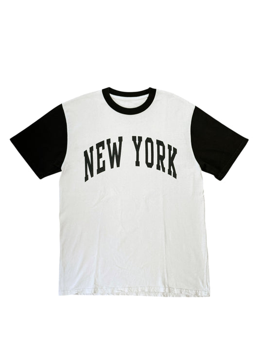 (SUP-612) NEW YORK S/S TEE - NATURAL/CHARCOAL