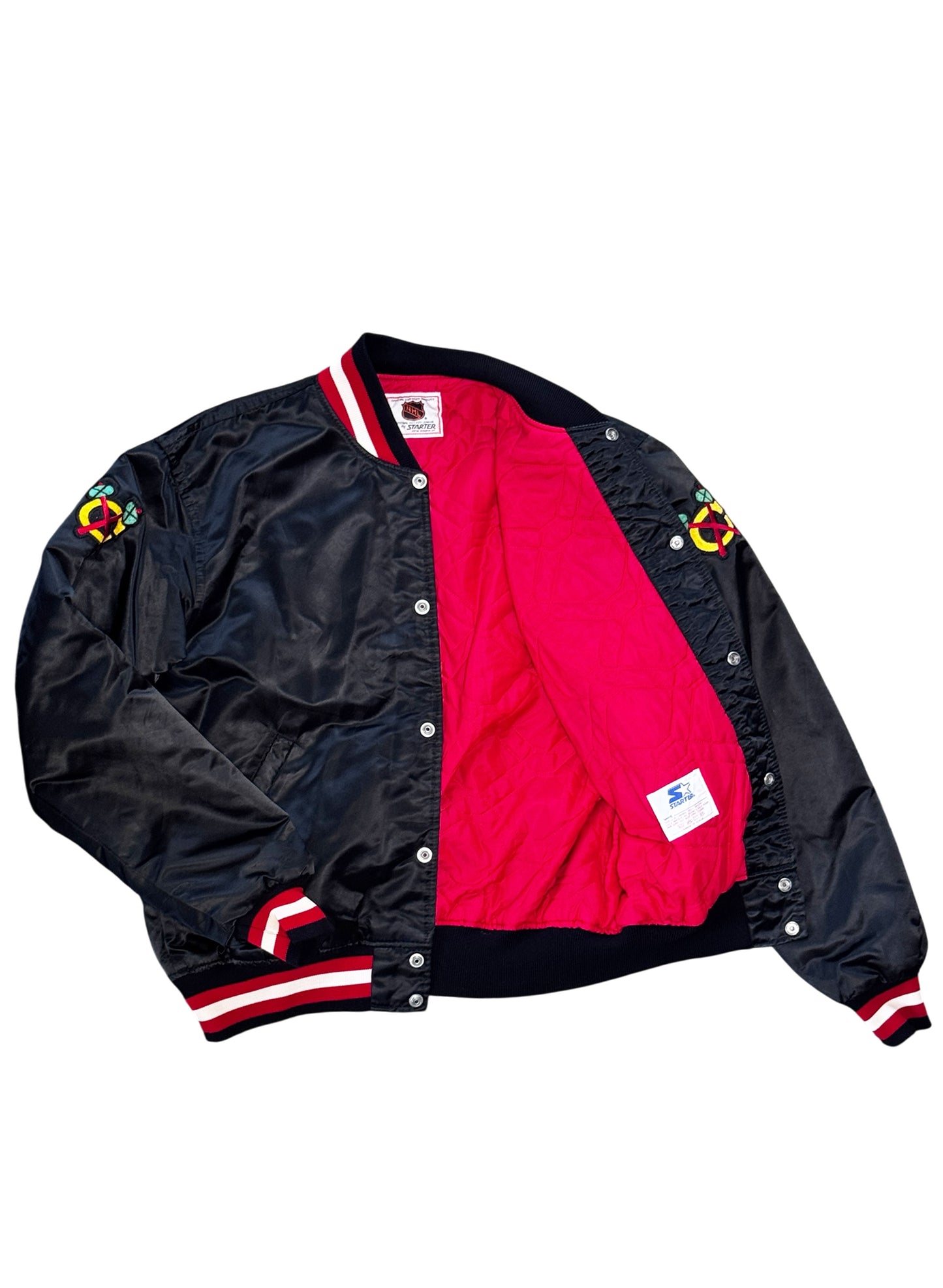 (SUP-773) STARTER NHL CHICAGO BLACKHAWKS NYLON STADIUM JACKET - MADE IN U.S.A.