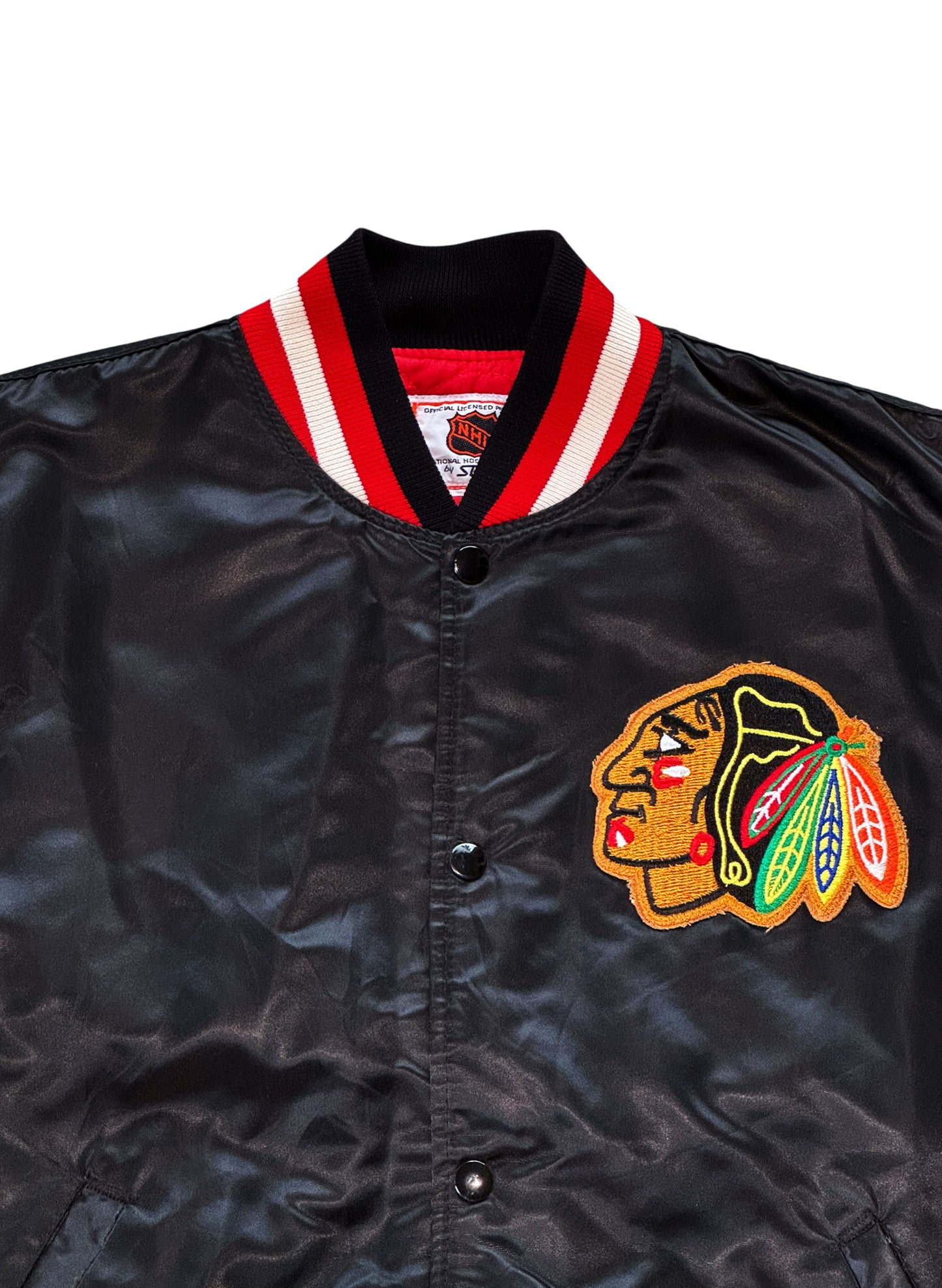 (SUP-773) STARTER NHL CHICAGO BLACKHAWKS NYLON STADIUM JACKET - MADE IN U.S.A.