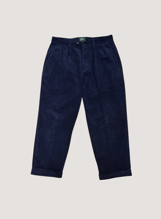 WOODBLOCK 2TUCK CORDUROY TROUSERS NAVY (WB-26AW-010)