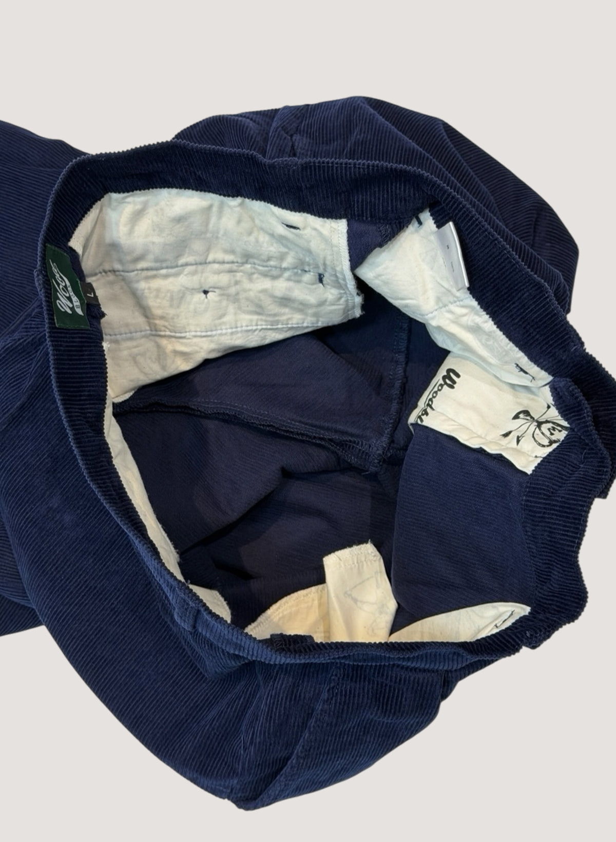 WOODBLOCK 2TUCK CORDUROY TROUSERS NAVY (WB-26AW-010)