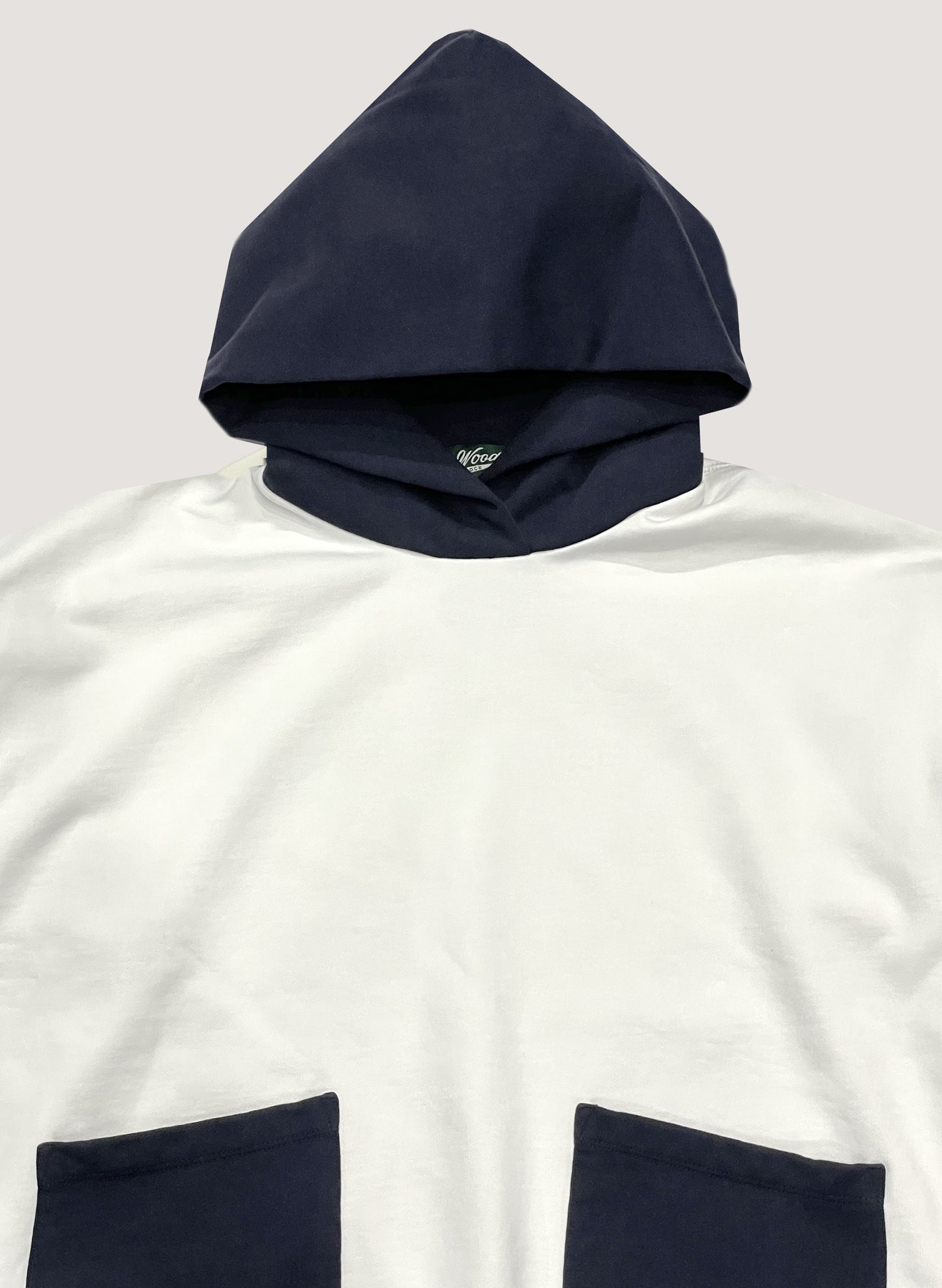 WOODBLOCK 2TONE SWEAT HOODIE NAVY/WHITE (WB-24SS-040)