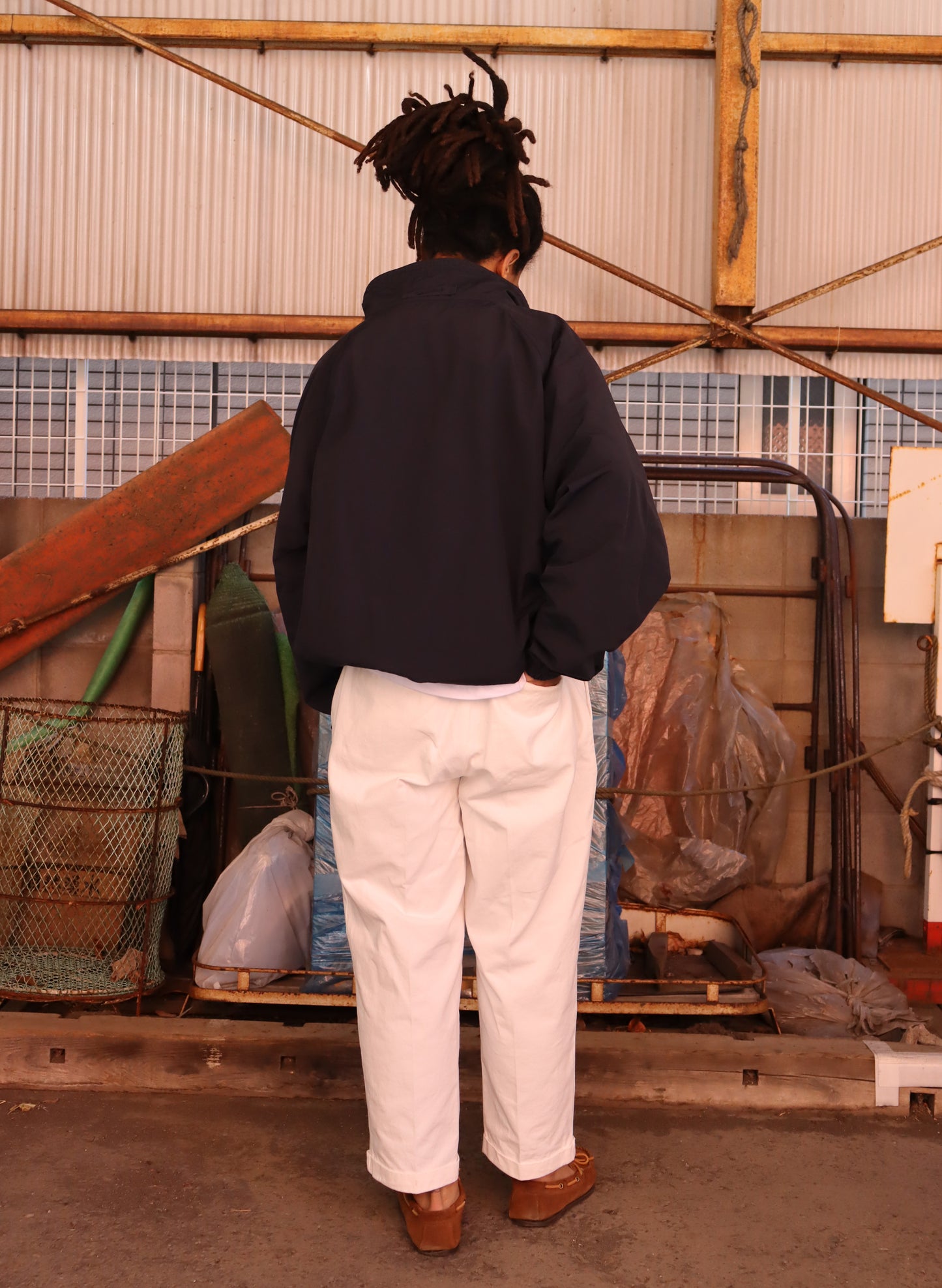 WOODBLOCK COTTON NYLON PULLOVER ANORAK NAVY (WB-26SS-006)