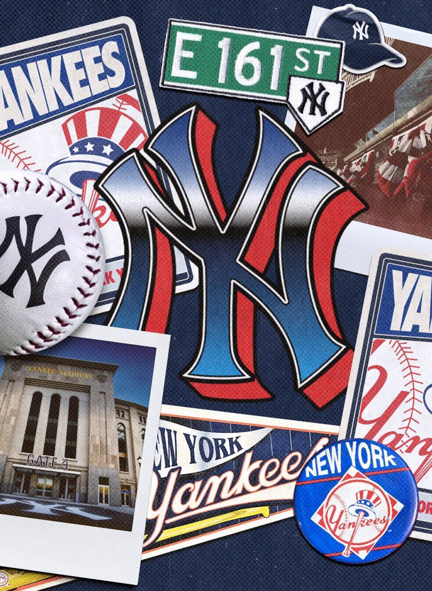 (SUP-382) Majestic DEADSTOCK NEW YORK YANKEES "NY" - MADE IN U.S.A. (L)