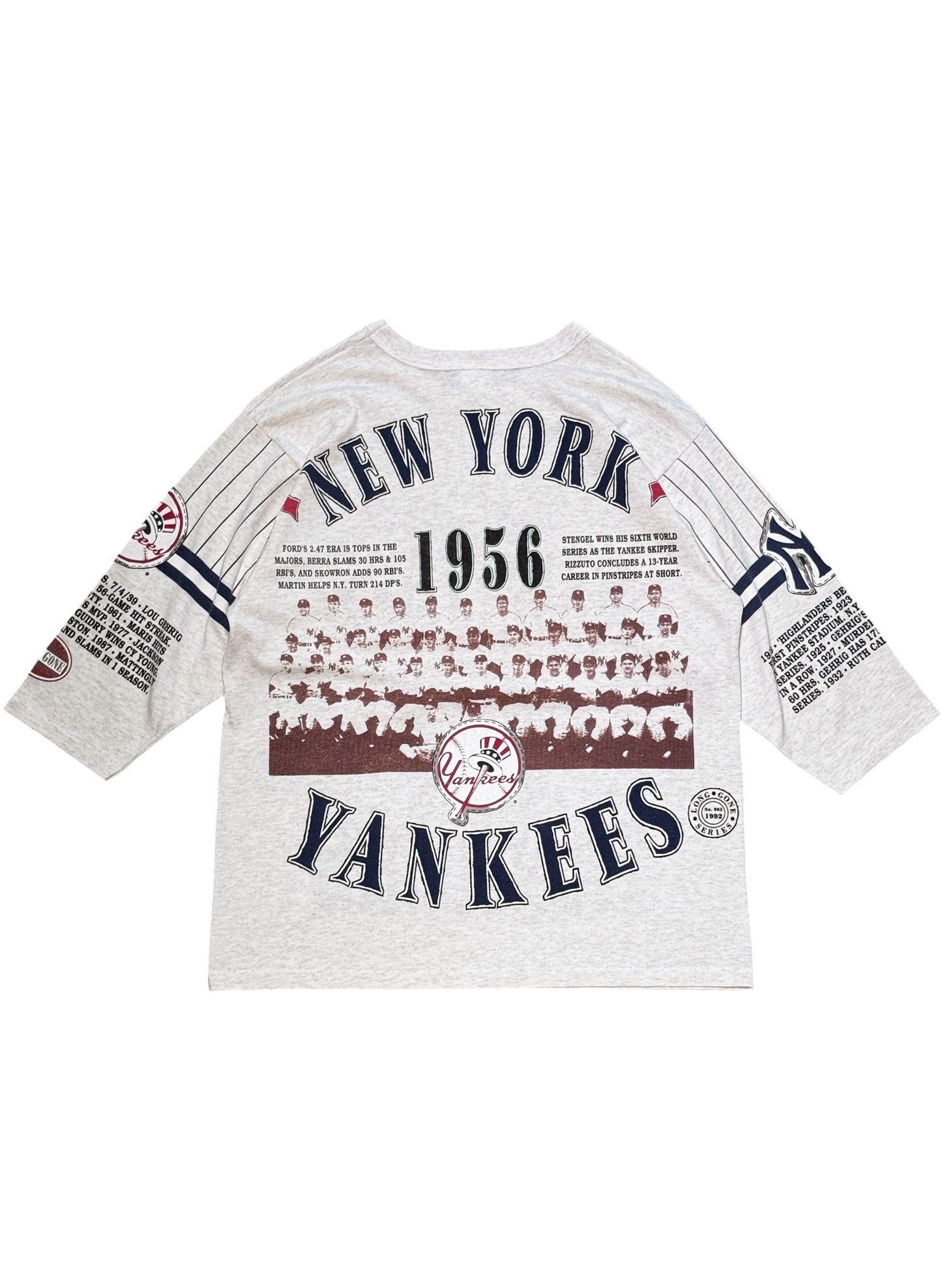 (SUP-753) MLB 1956 NEW YORK YANKEES 3/4 SLEEVE TEE - MADE IN U.S.A.