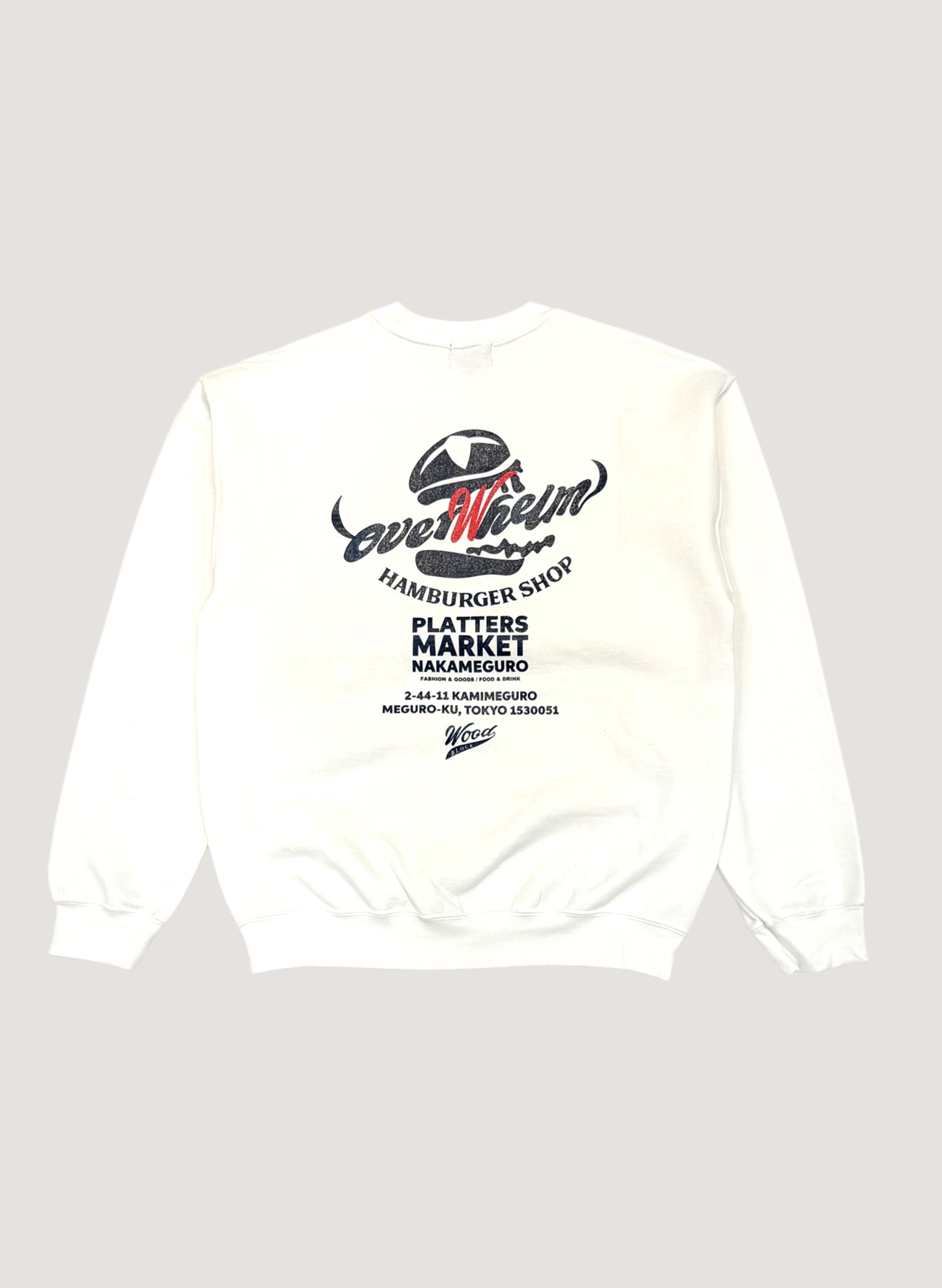 WOODBLOCK x OVERWHELM SOUVENIR CREW NECK SWEAT WHITE (WB-26SS-010)
