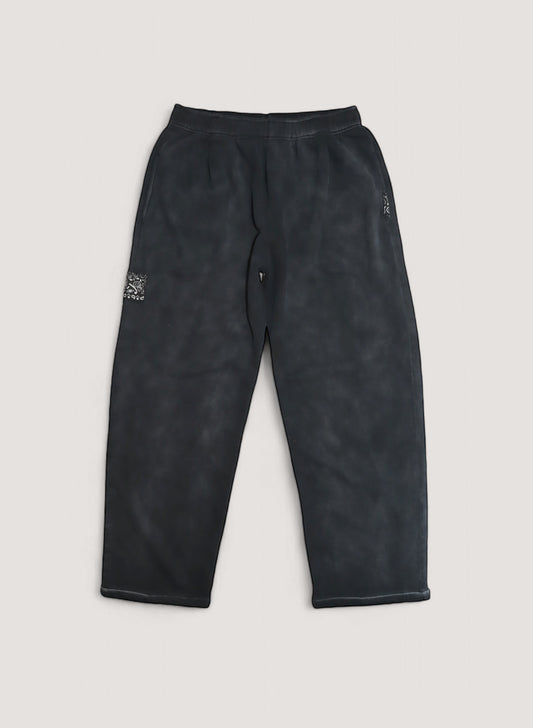 WOODBLOCK BANDANA PATCHED SUN FADE SWEAT PANT BLACK (WB-24AW-011)