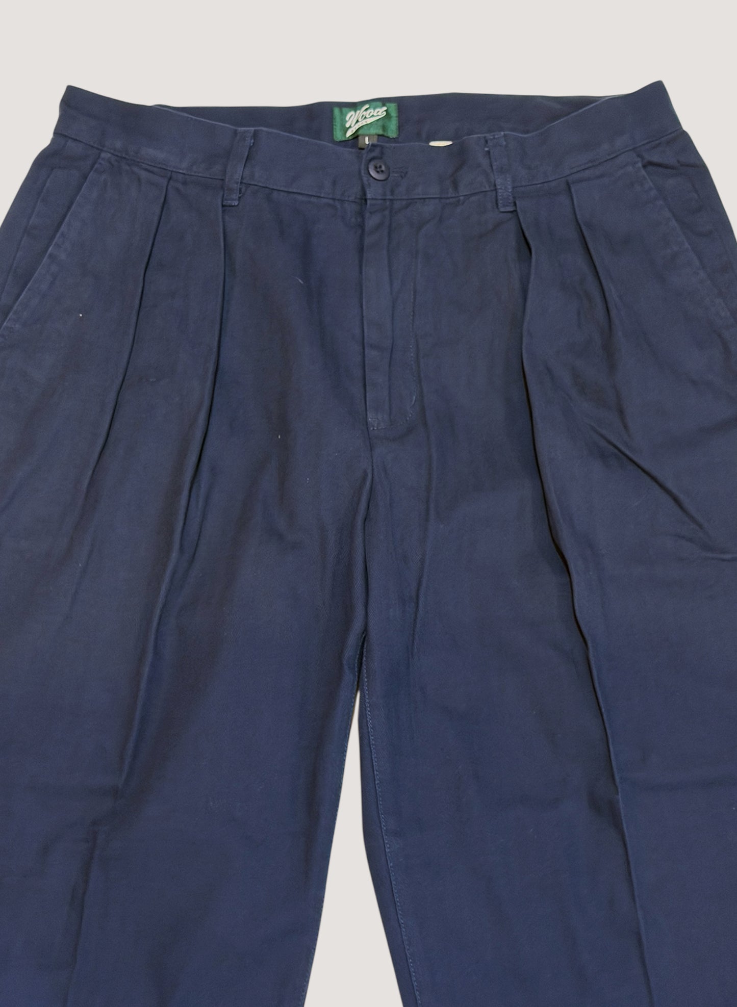 WOODBLOCK２TUCK HERRINGBONE TROUSER NAVY (WB-25AW-005)