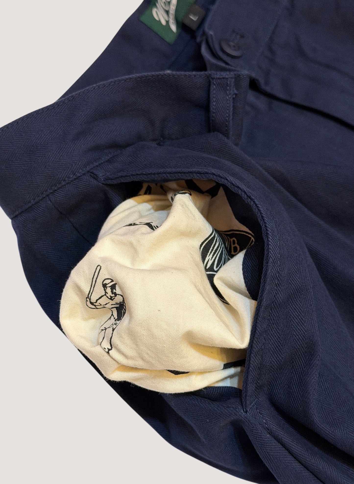 WOODBLOCK２TUCK HERRINGBONE TROUSER NAVY (WB-25AW-005)