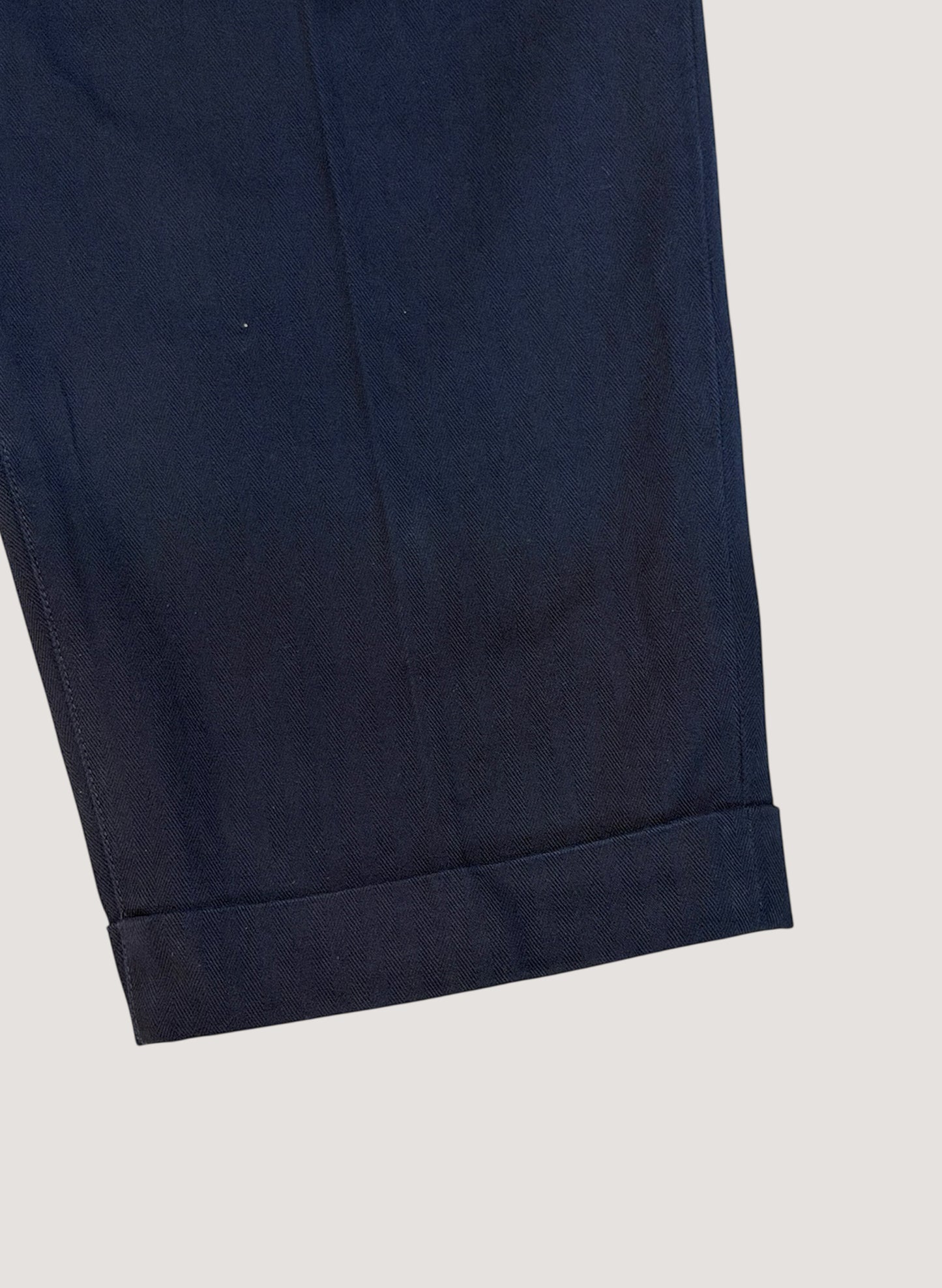 WOODBLOCK２TUCK HERRINGBONE TROUSER NAVY (WB-25AW-005)