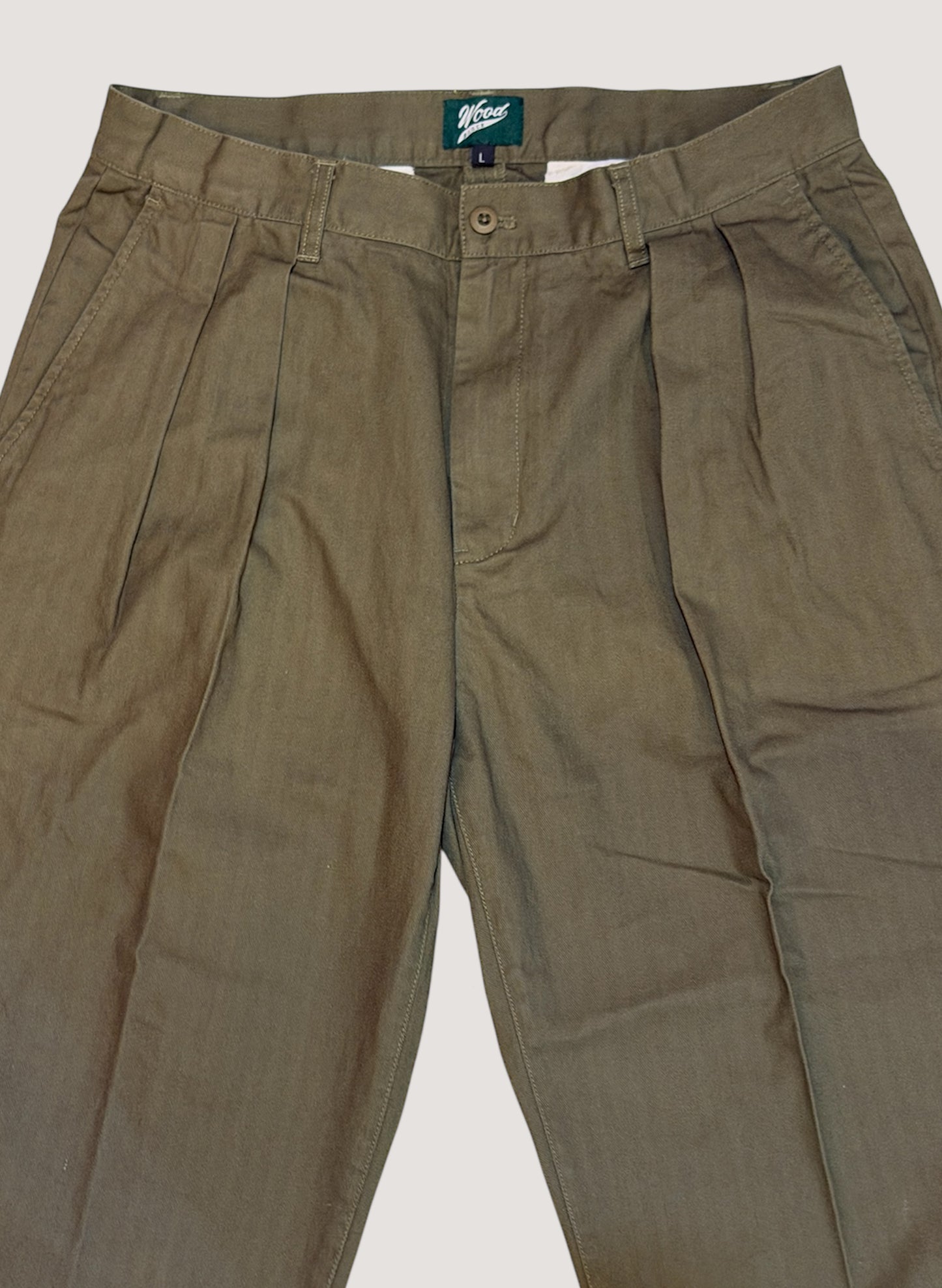 WOODBLOCK２TUCK HERRINGBONE TROUSER OLIVE (WB-25AW-005)