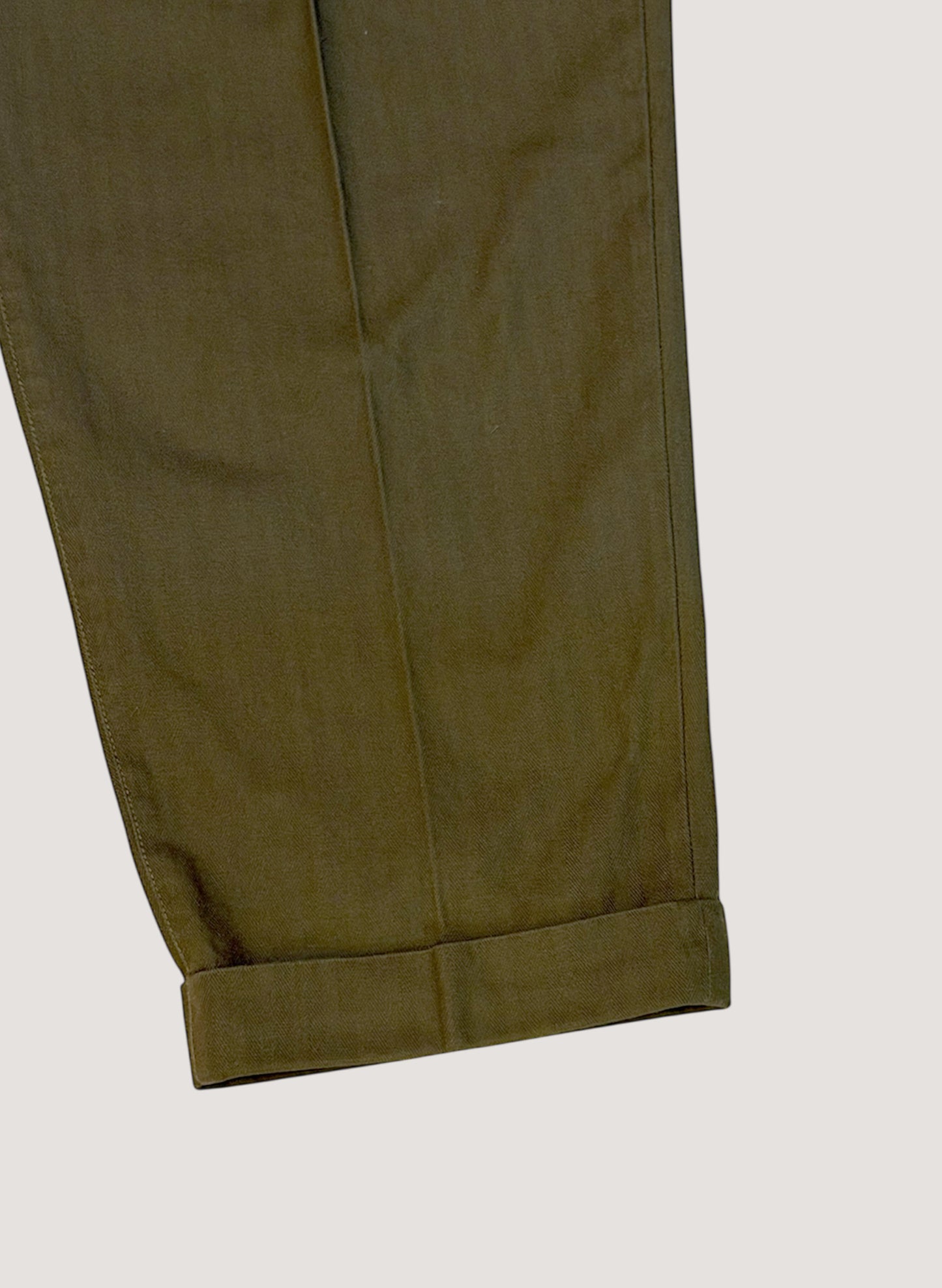 WOODBLOCK２TUCK HERRINGBONE TROUSER OLIVE (WB-25AW-005)