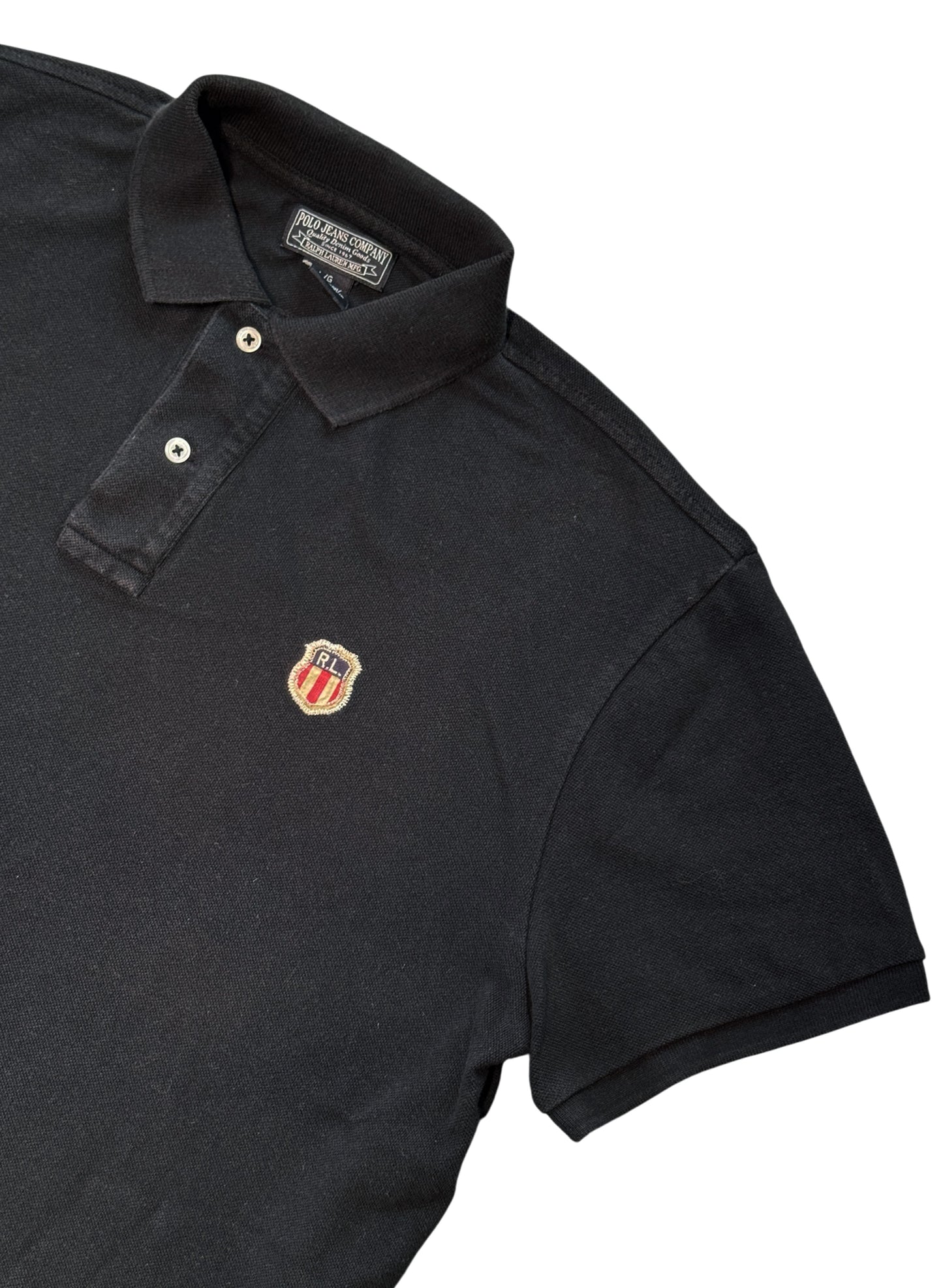 (SUP-670) POLO JEANS COMPANY PATCH POLO SHIRT "BLACK FADE"