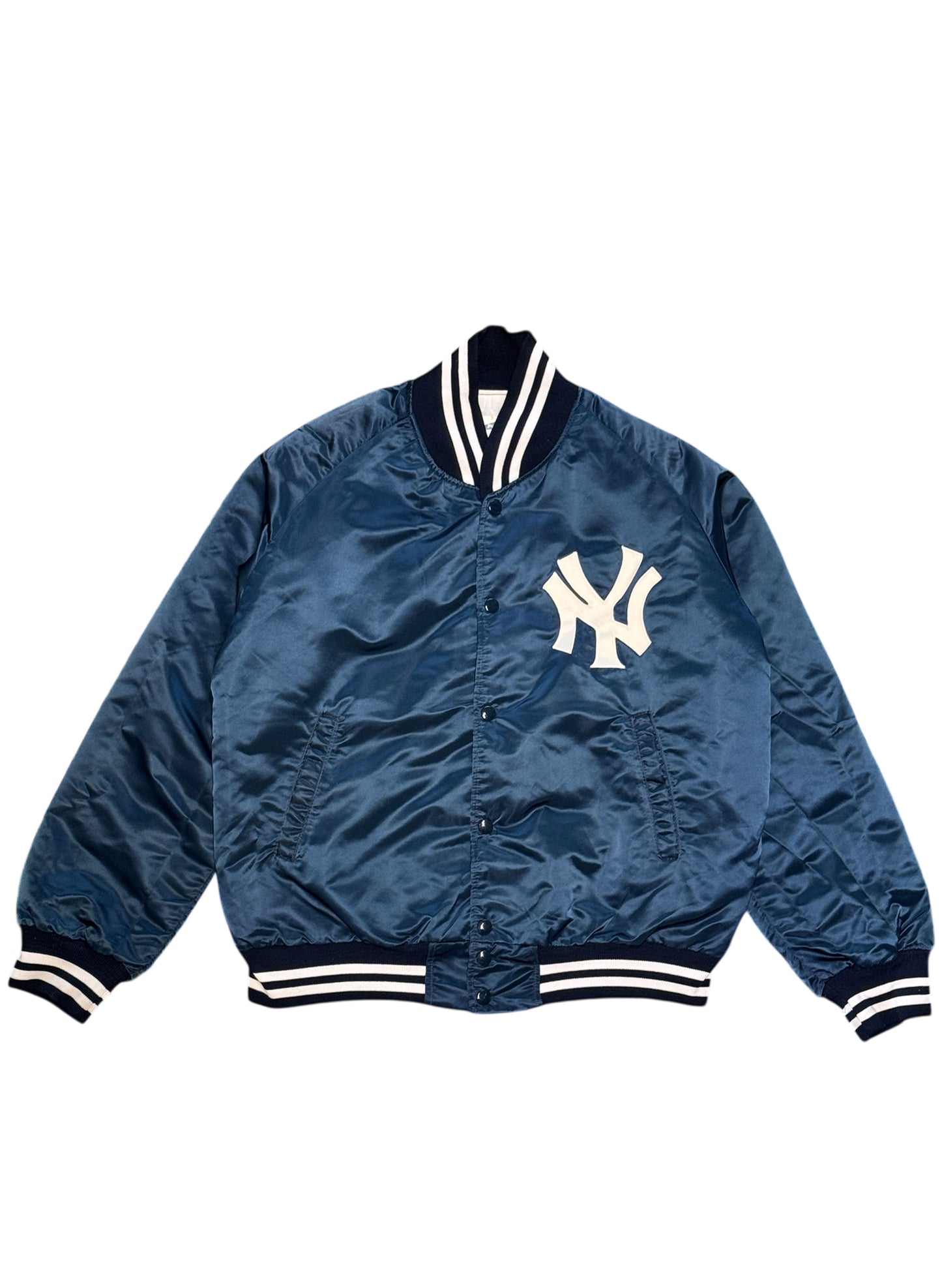 (SUP-555) PYRAMID NEW YORK YANKEES RAGLAN QUILTING NYLON STADIUM JACKET - M - MADE IN U.S.A.