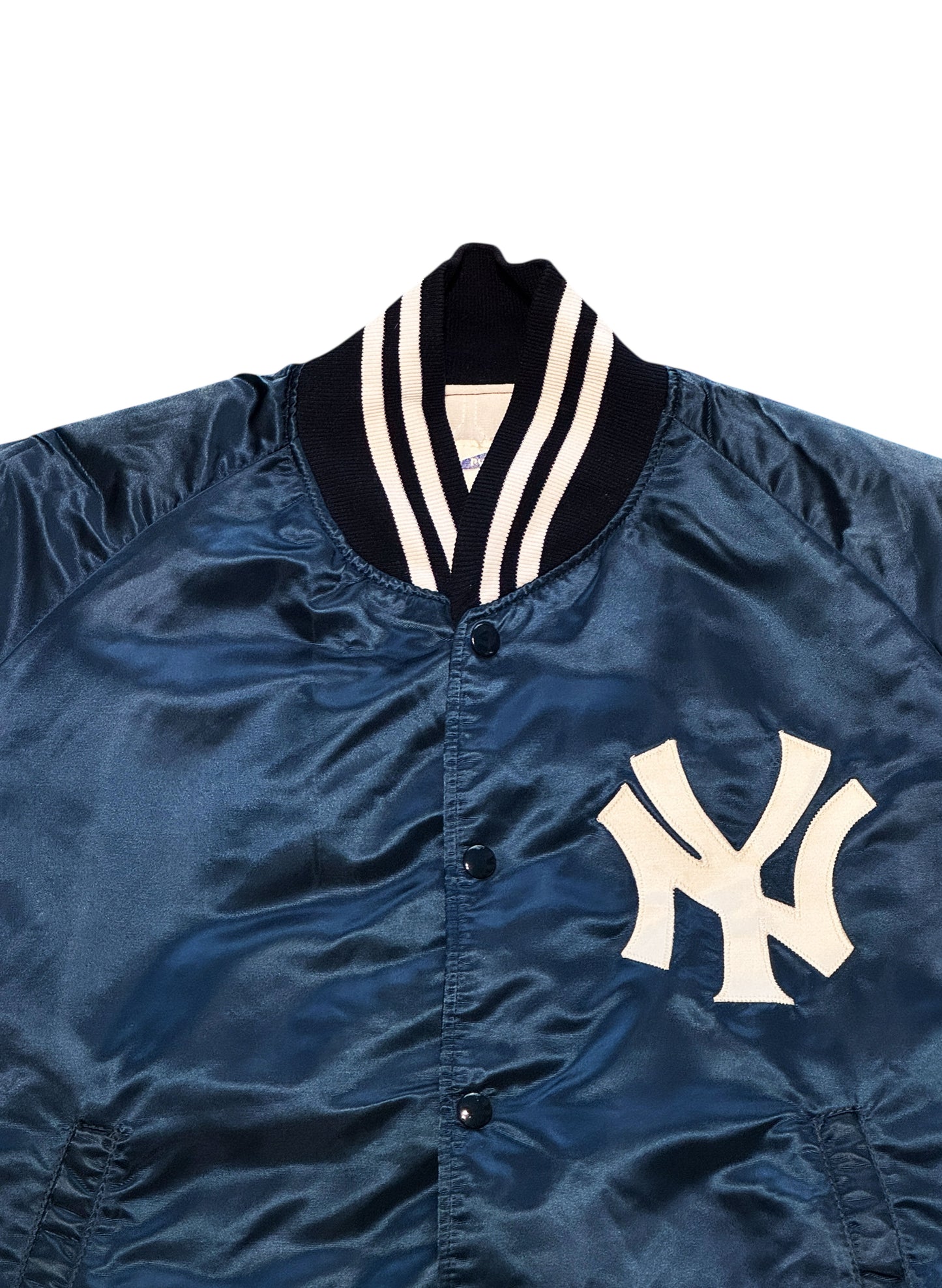 (SUP-555) PYRAMID NEW YORK YANKEES RAGLAN QUILTING NYLON STADIUM JACKET - M - MADE IN U.S.A.