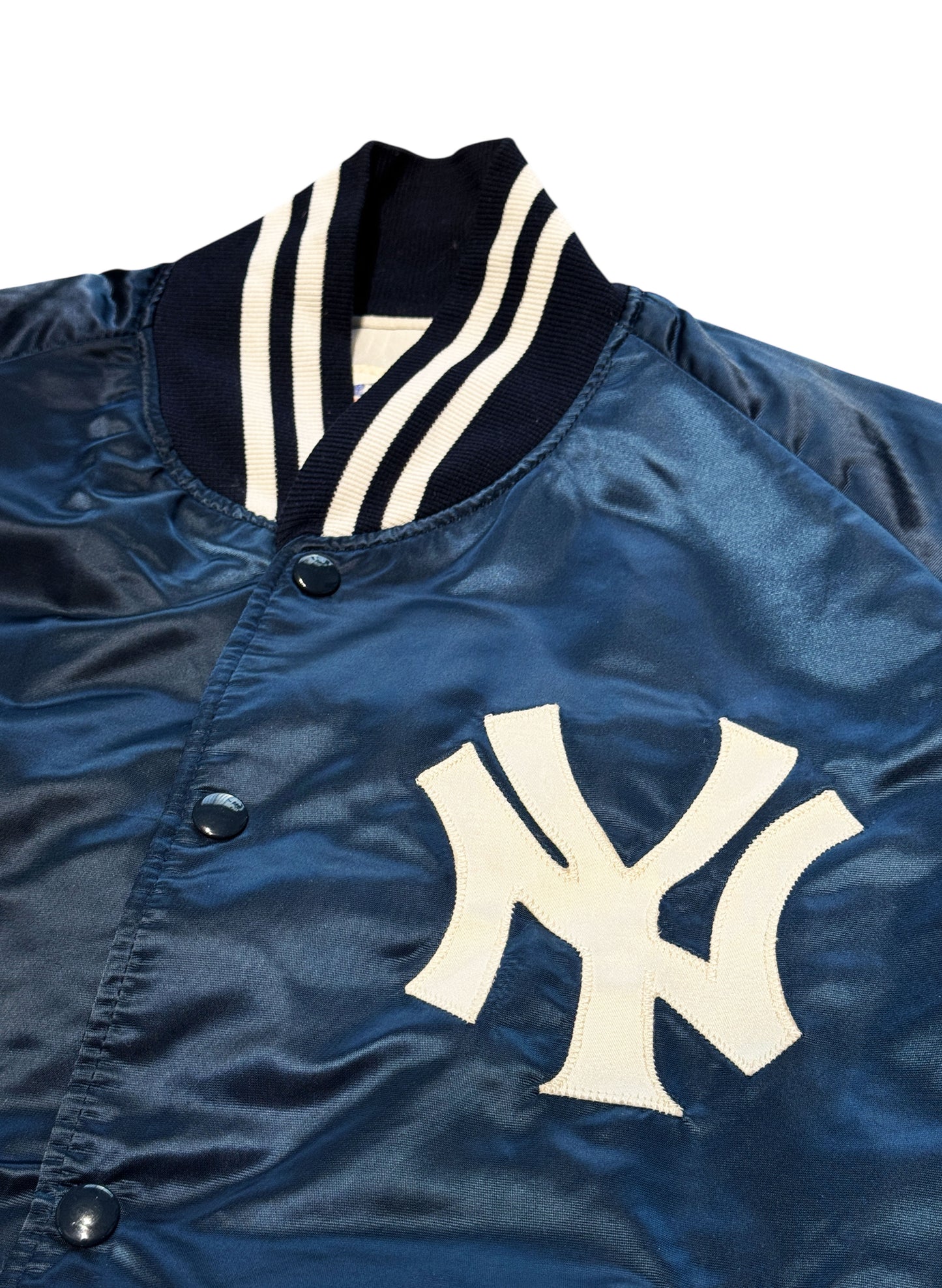 (SUP-555) PYRAMID NEW YORK YANKEES RAGLAN QUILTING NYLON STADIUM JACKET - M - MADE IN U.S.A.
