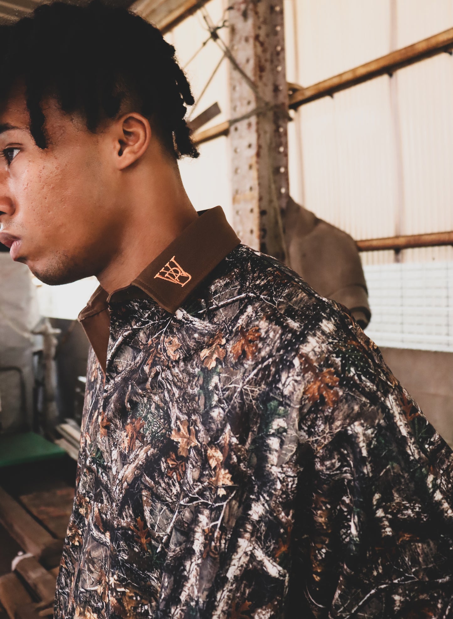 WOODBLOCK LS MESH RUGGER SHIRT REAL TREE CAMO/ORANGE (WB-25AW-003)