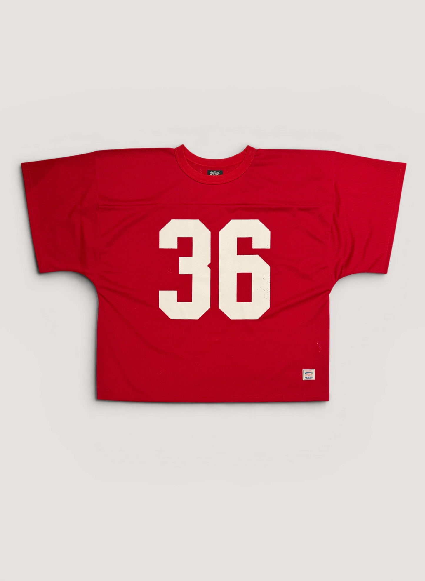 WOODBLOCK 36 S/S CREW NECK MESH FOOTBALL SHIRT RED/WHITE (WB-26SS-020)