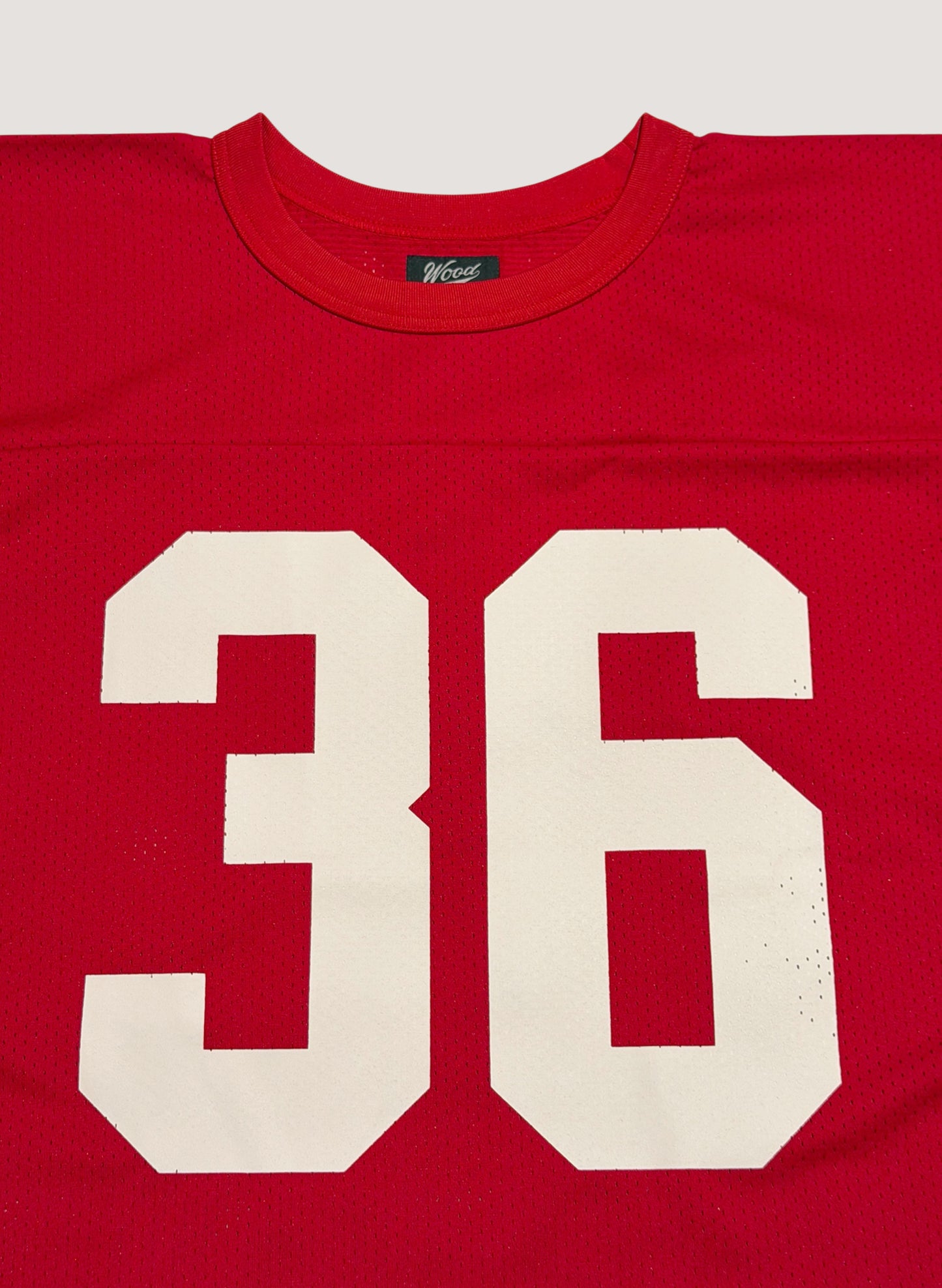 WOODBLOCK 36 S/S CREW NECK MESH FOOTBALL SHIRT RED/WHITE (WB-26SS-020)