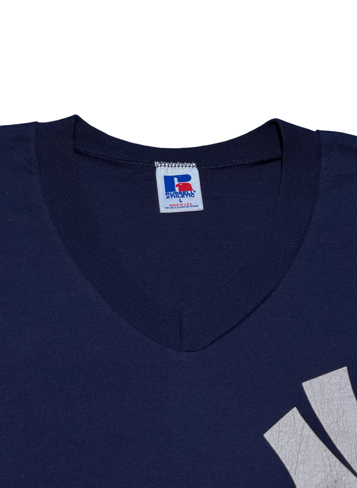 (SUP-850) RUSSELL ATHLETIC MLB 1996 NEW YORK YANKEES V-NECK TEE (L) - MADE IN U.S.A.