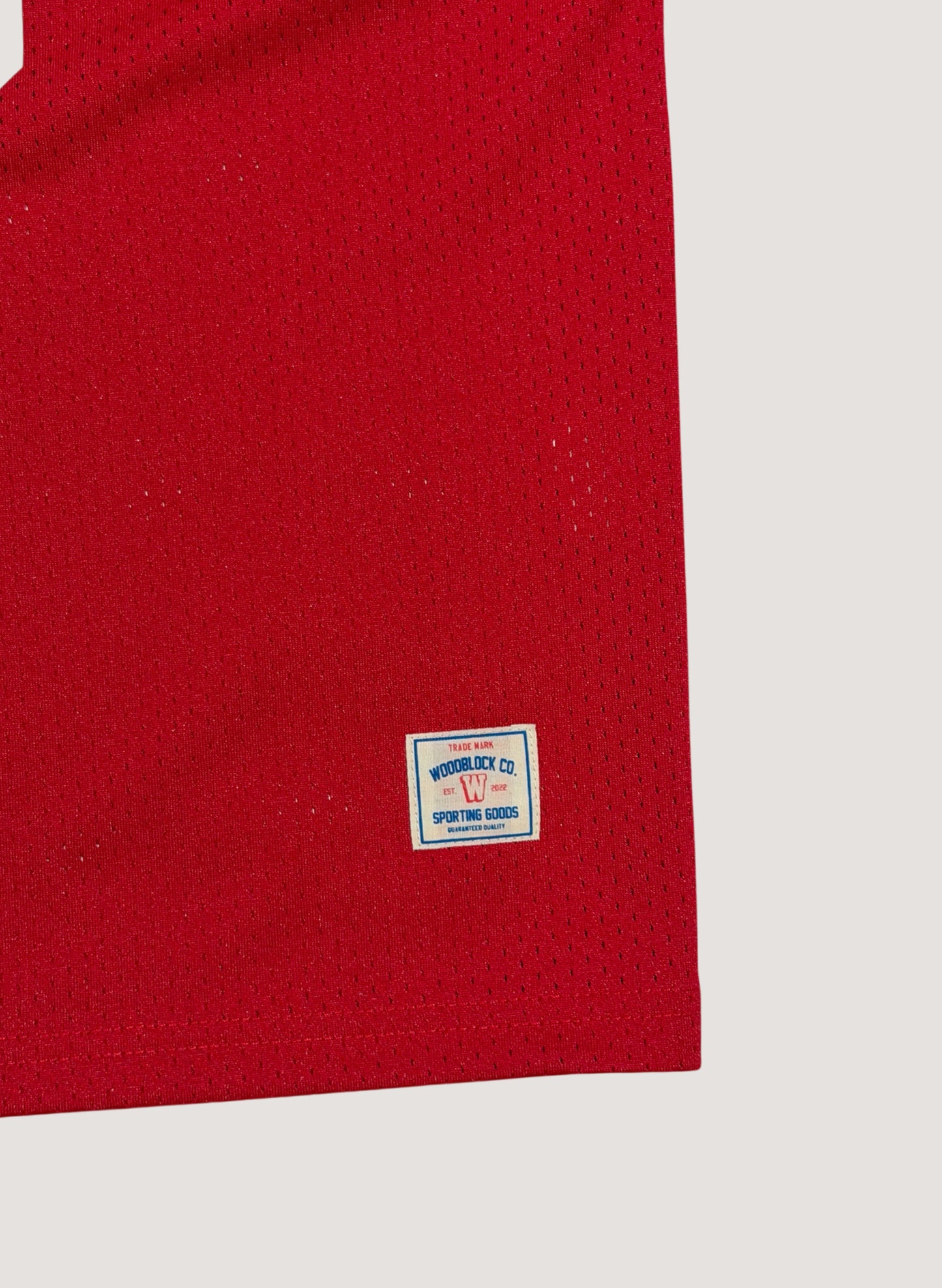 WOODBLOCK 36 S/S CREW NECK MESH FOOTBALL SHIRT RED/WHITE (WB-26SS-020)