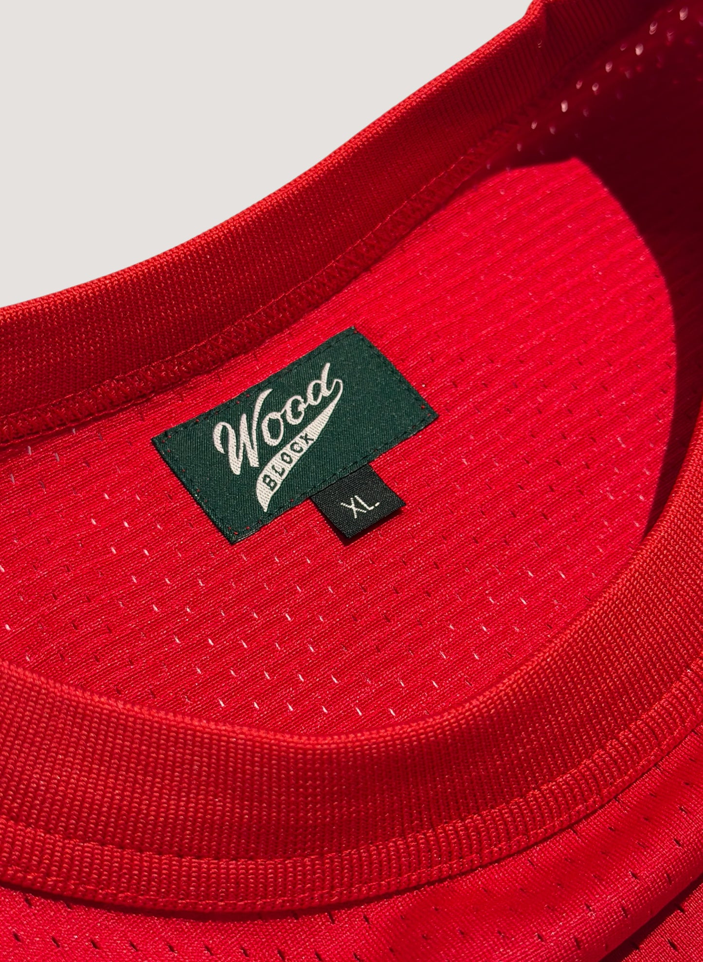 WOODBLOCK 36 S/S CREW NECK MESH FOOTBALL SHIRT RED/WHITE (WB-26SS-020)