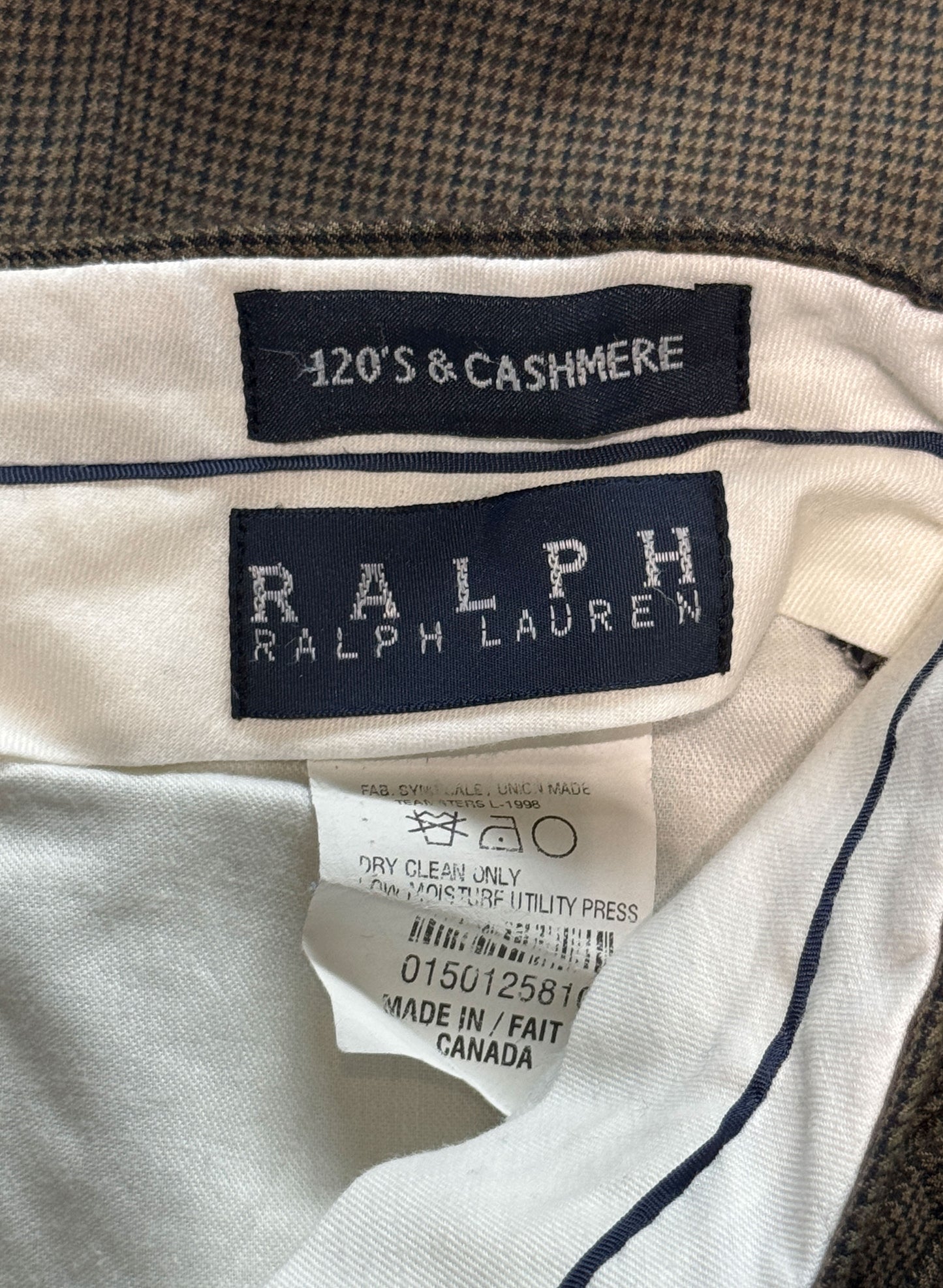 (SUP-530) RALPH LAUREN HOUNDSTOOTH WOOL TROUSERS "DAMAGE" - MADE IN CANADA