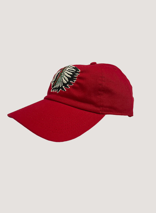 WOODBLOCK EMBROIDERY CHIEF HEAD CAP RED (WB-24SPT-01)