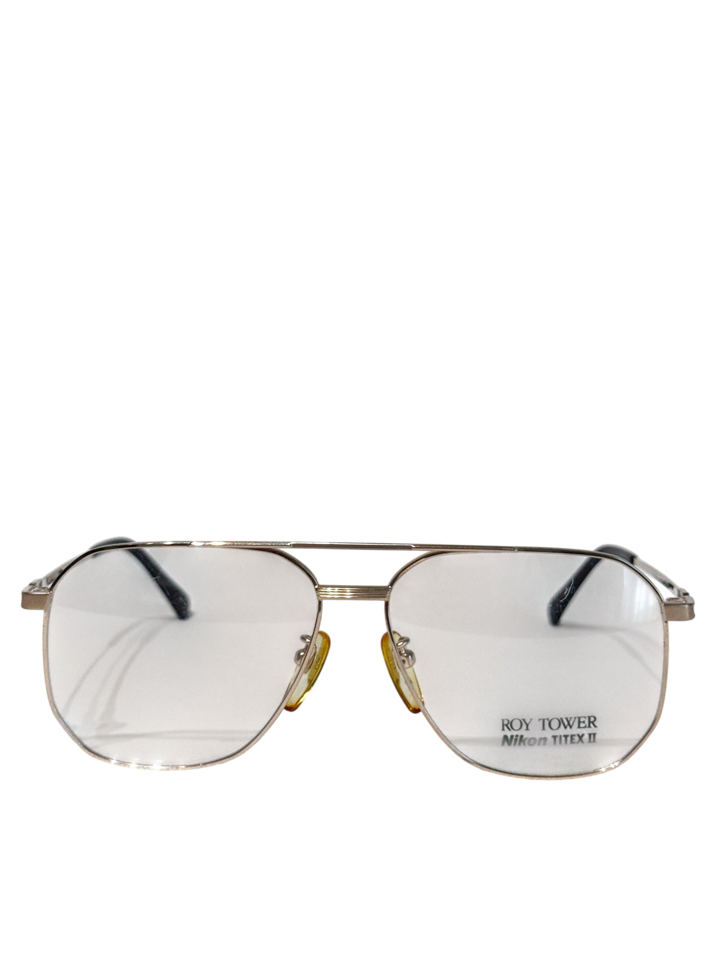 (SUP-646) 90s VINTAGE TWO BRIDGE GOLD FRAME GLASSES - Nikon TITEXⅡ ROY TOWER