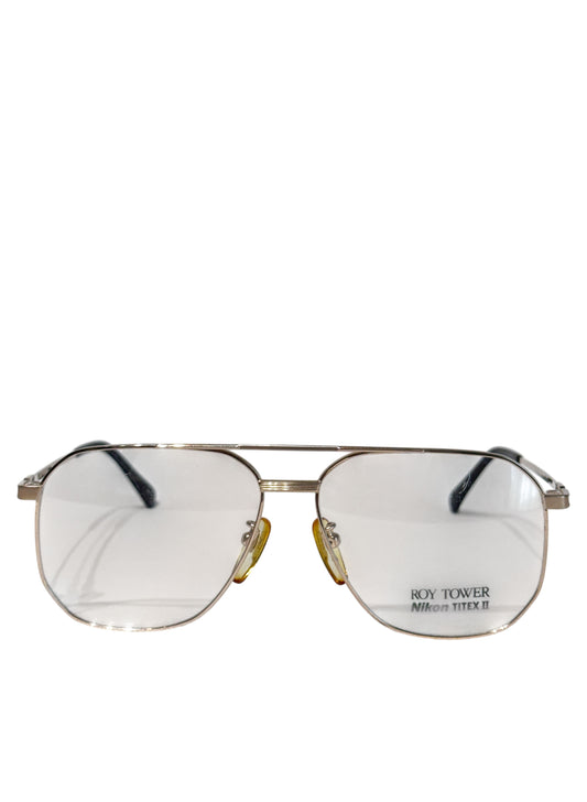 (SUP-646) 90s VINTAGE TWO BRIDGE GOLD FRAME GLASSES - Nikon TITEXⅡ ROY TOWER