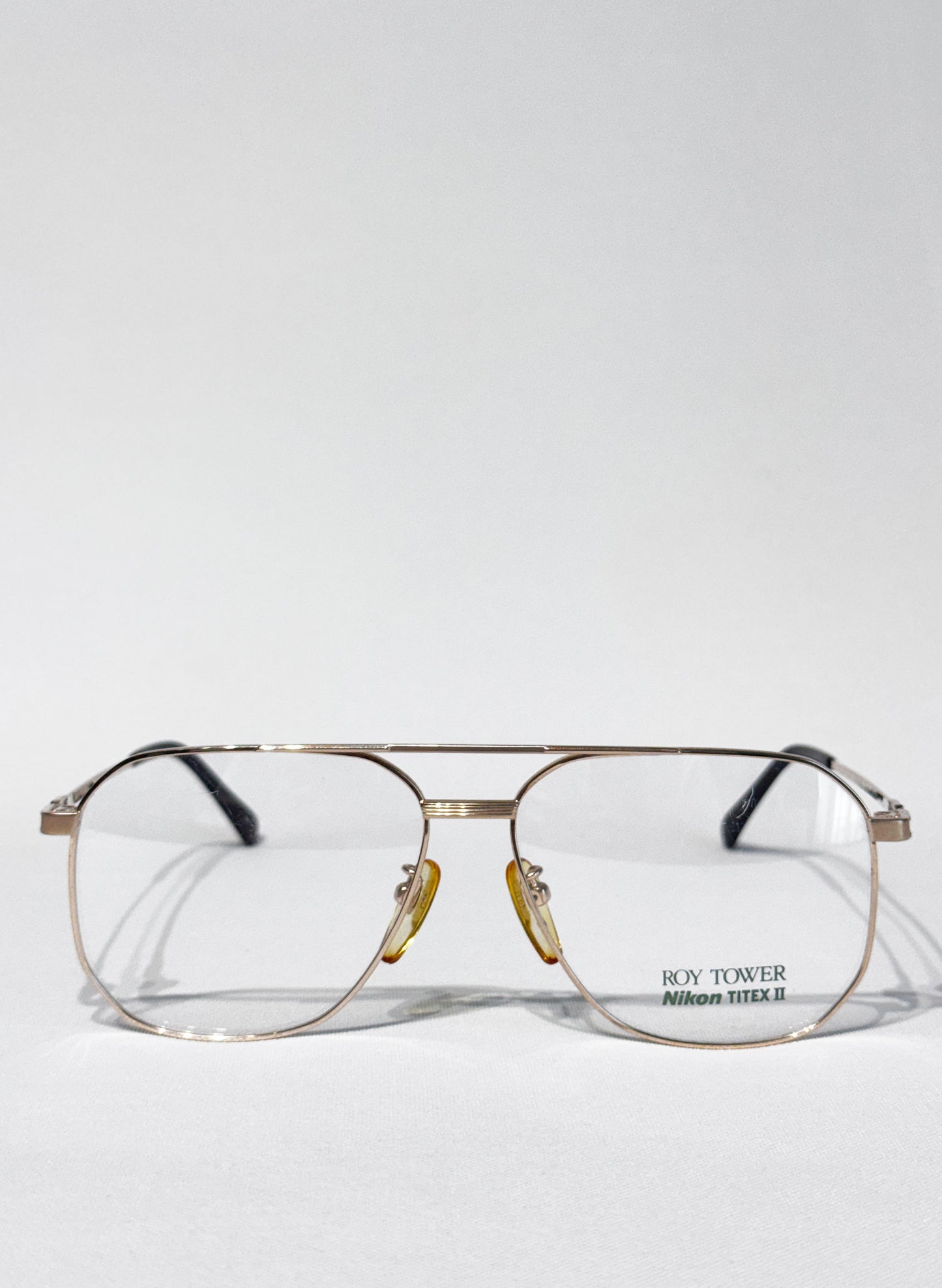 (SUP-646) 90s VINTAGE TWO BRIDGE GOLD FRAME GLASSES - Nikon TITEXⅡ ROY TOWER