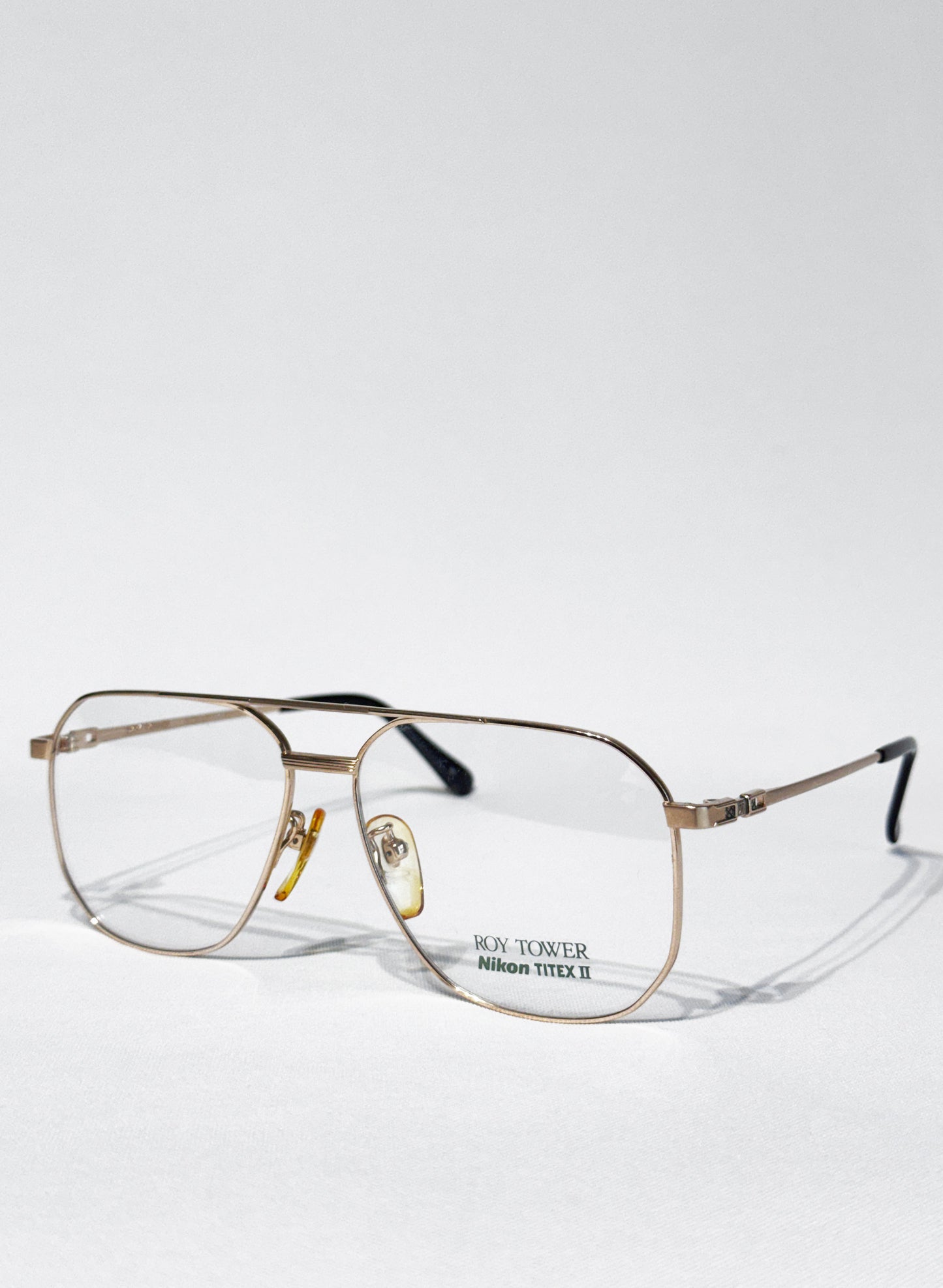 (SUP-646) 90s VINTAGE TWO BRIDGE GOLD FRAME GLASSES - Nikon TITEXⅡ ROY TOWER
