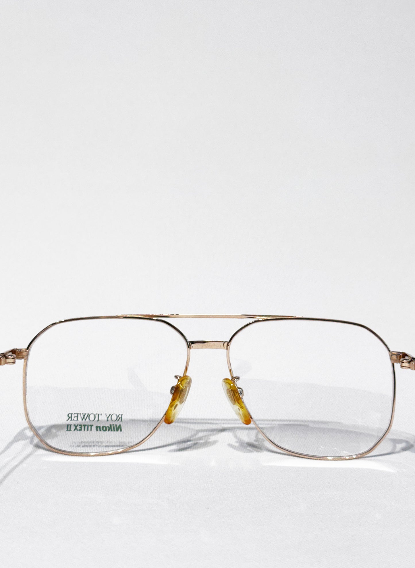 (SUP-646) 90s VINTAGE TWO BRIDGE GOLD FRAME GLASSES - Nikon TITEXⅡ ROY TOWER
