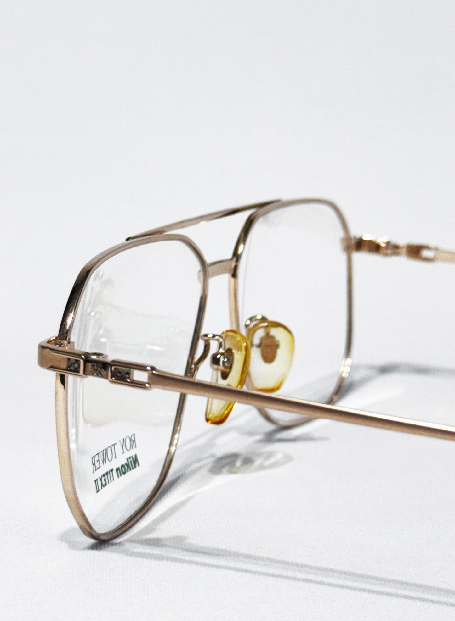 (SUP-646) 90s VINTAGE TWO BRIDGE GOLD FRAME GLASSES - Nikon TITEXⅡ ROY TOWER