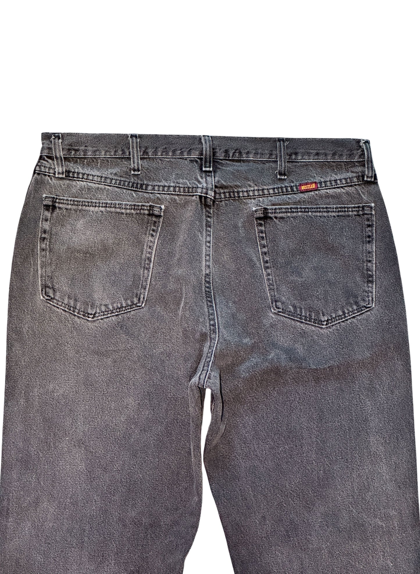 (SUP-447) RUSTLER BLACK FADE DENIM - W38 x L29 - MADE IN MEXICO