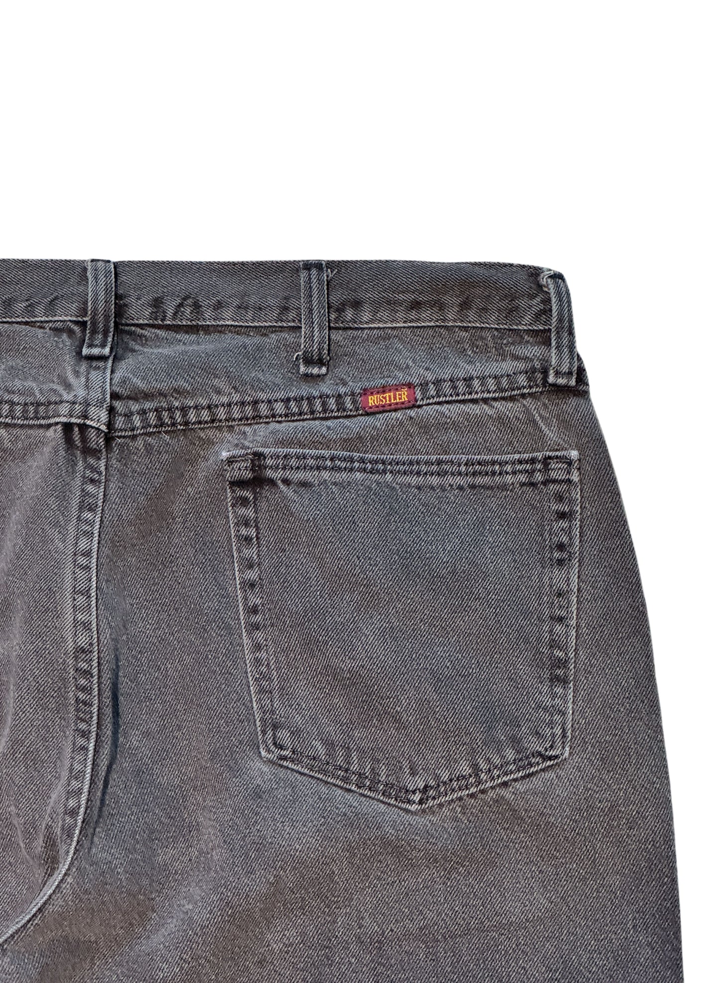 (SUP-447) RUSTLER BLACK FADE DENIM - W38 x L29 - MADE IN MEXICO