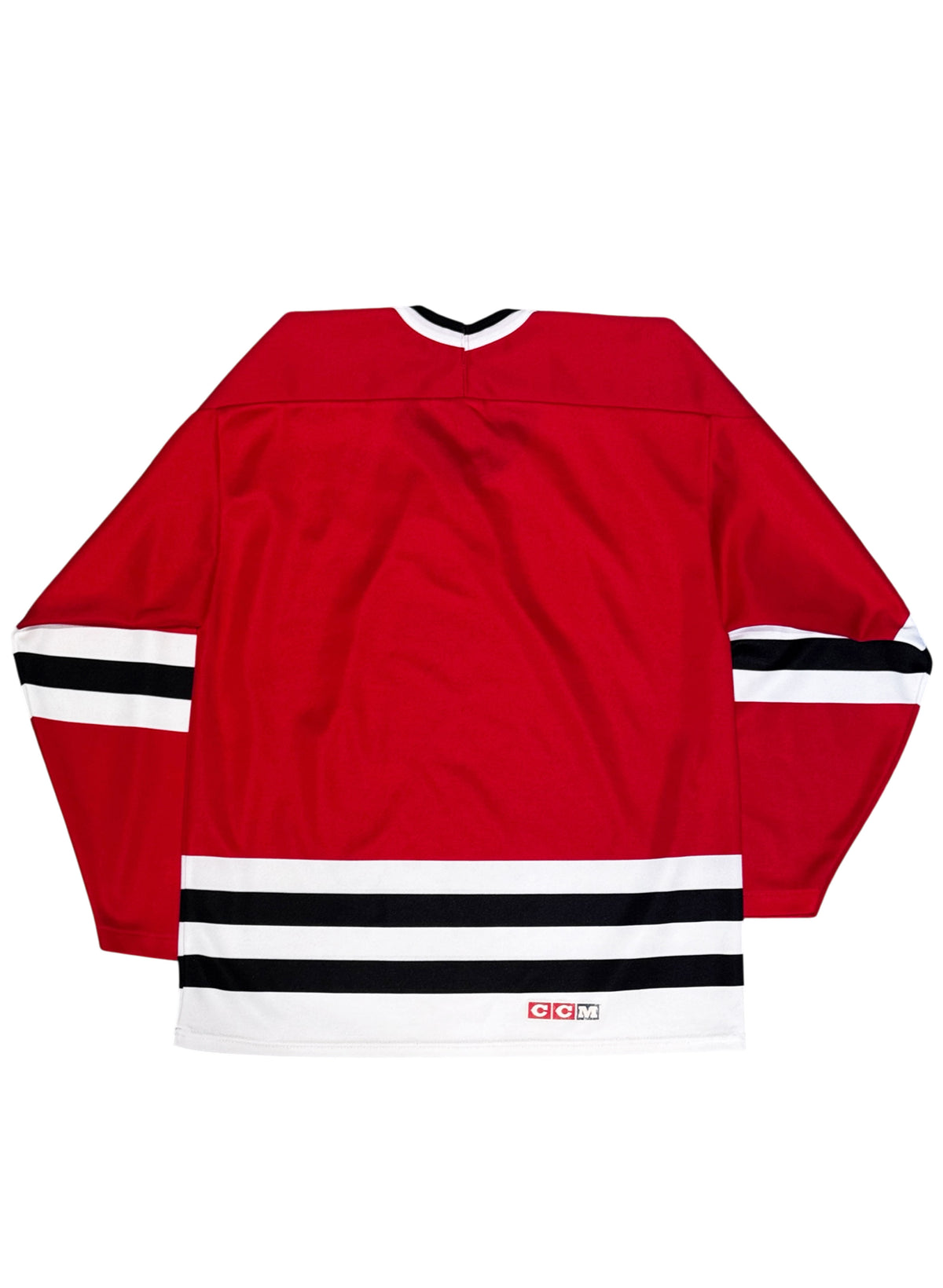 (SUP-852) 90s CCM HOCKEY JERSEY "BLACKHAWKS SOLID" - M - MADE IN CANADA