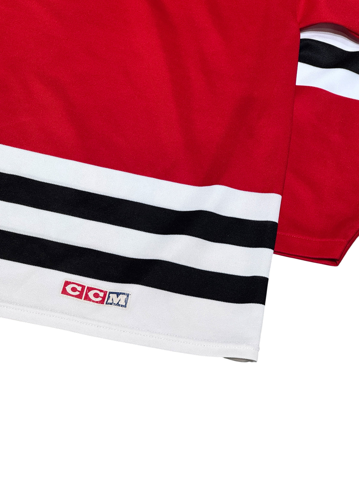 (SUP-852) 90s CCM HOCKEY JERSEY "BLACKHAWKS SOLID" - M - MADE IN CANADA