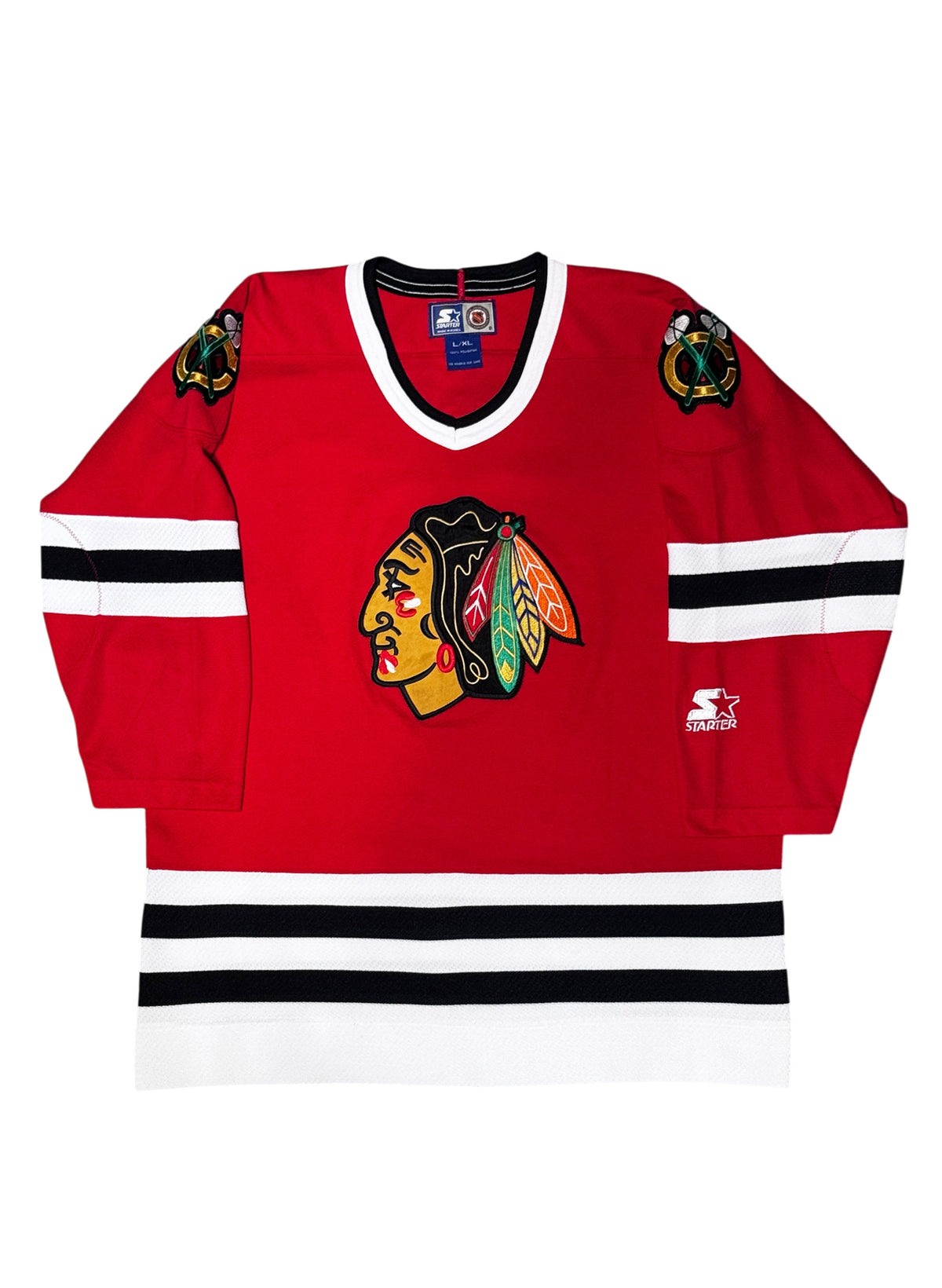 (SUP-820) STARTER NHL CHICAGO BLACKHAWKS MESH HOCKEY SHIRT - L/XL
